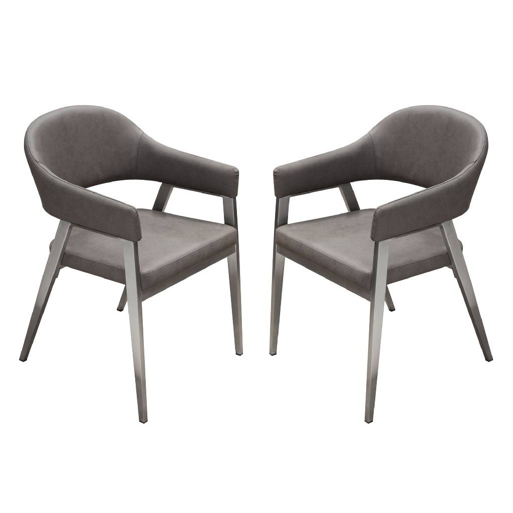 Diamond Sofa - Adele Dining/Accent Chairs with Brushed Stainless Steel Leg (Set of 2)