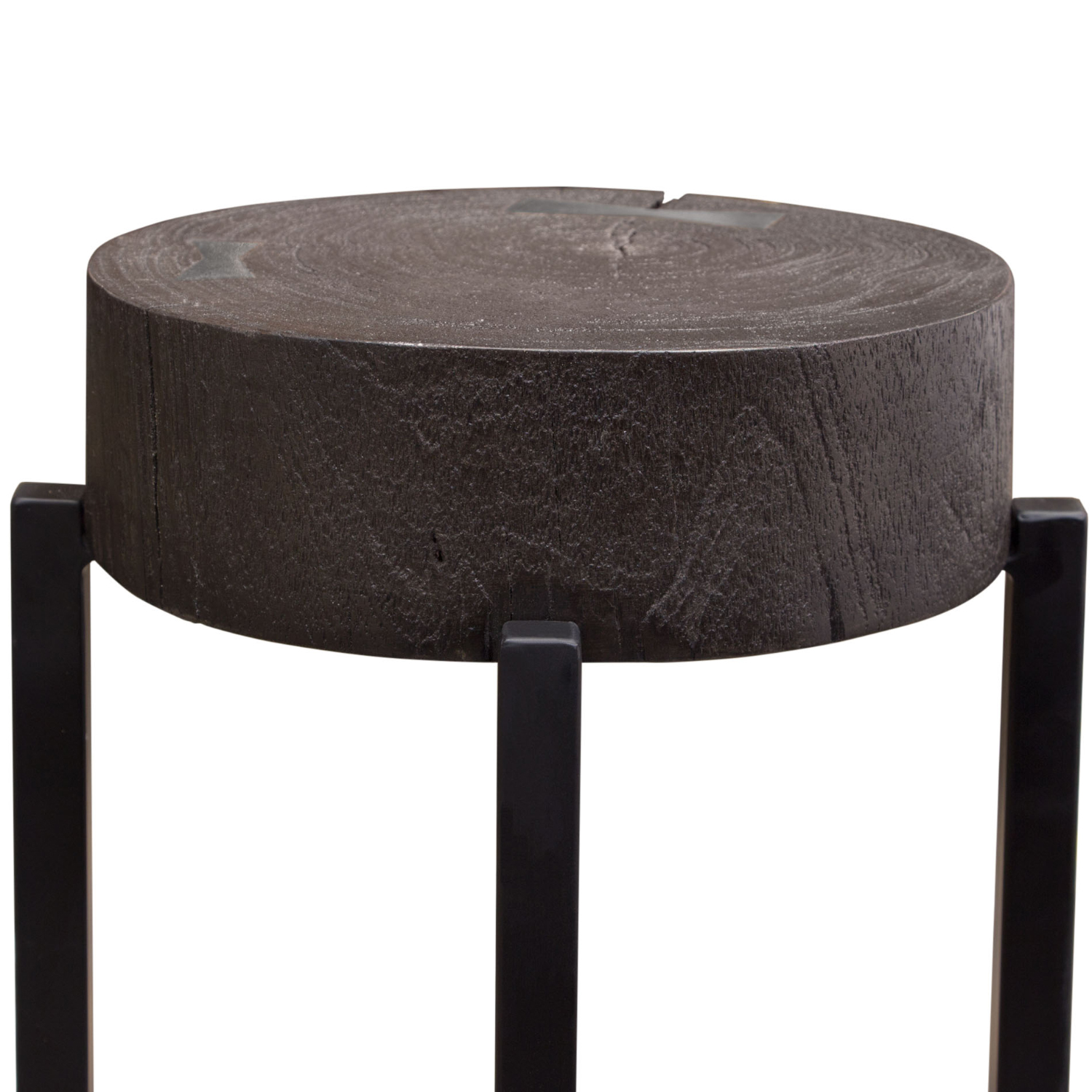 Diamond Sofa Alex Small 22" Accent Table with Solid Mango Wood Top with Silver Metal Inlay - Espresso