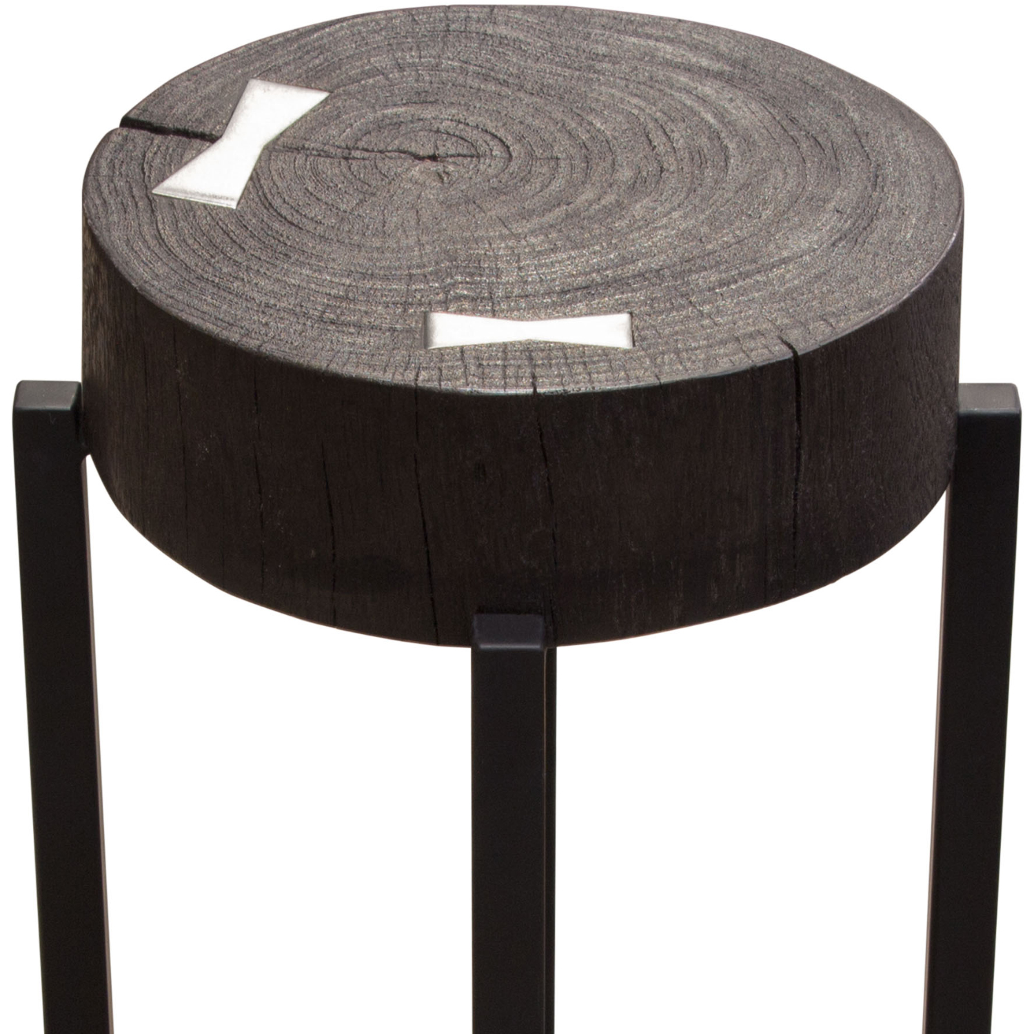 Diamond Sofa Alex Small 22" Accent Table with Solid Mango Wood Top with Silver Metal Inlay - Espresso