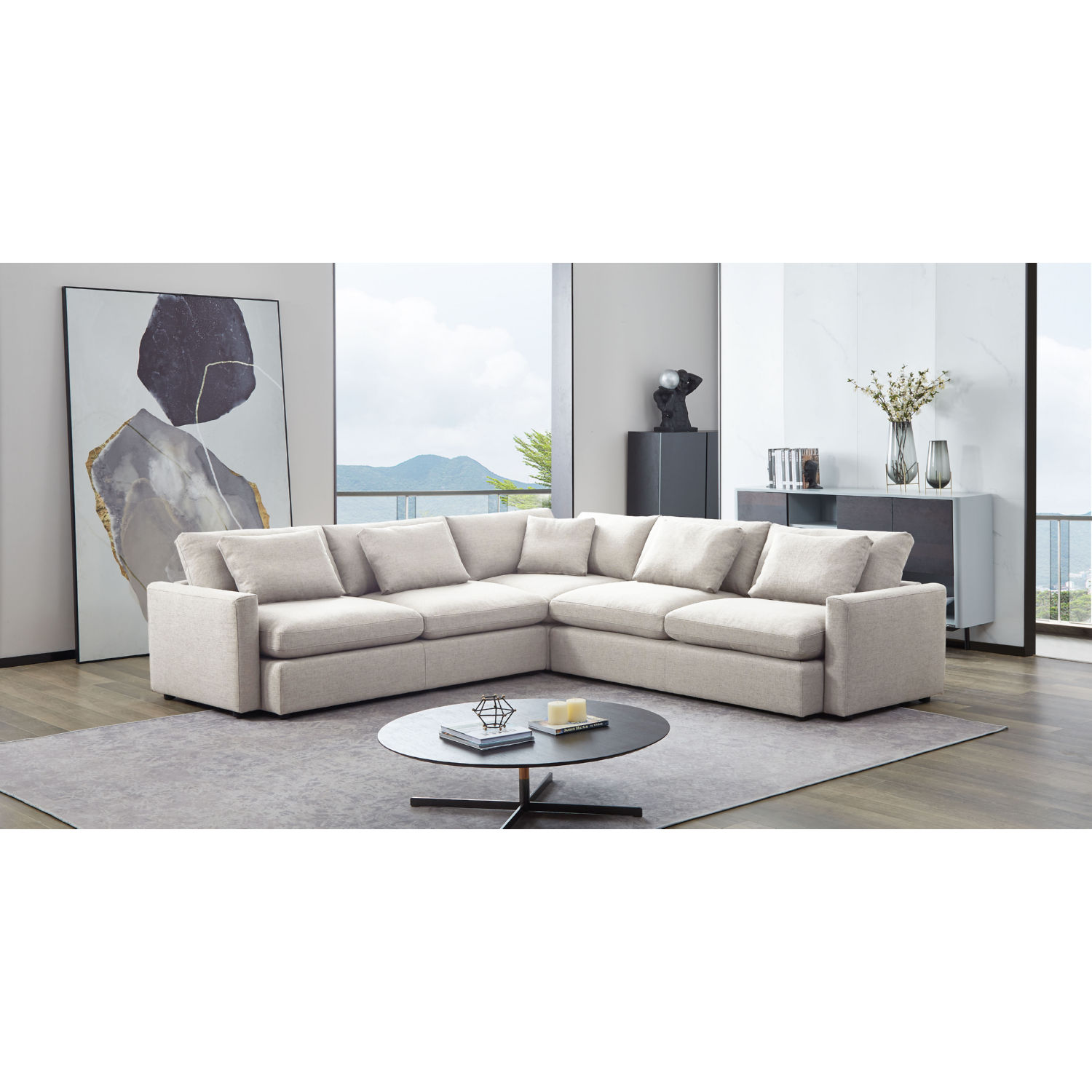 Diamond Sofa - Arcadia 3PC Fabric Corner Sectional with Feather Down Seating