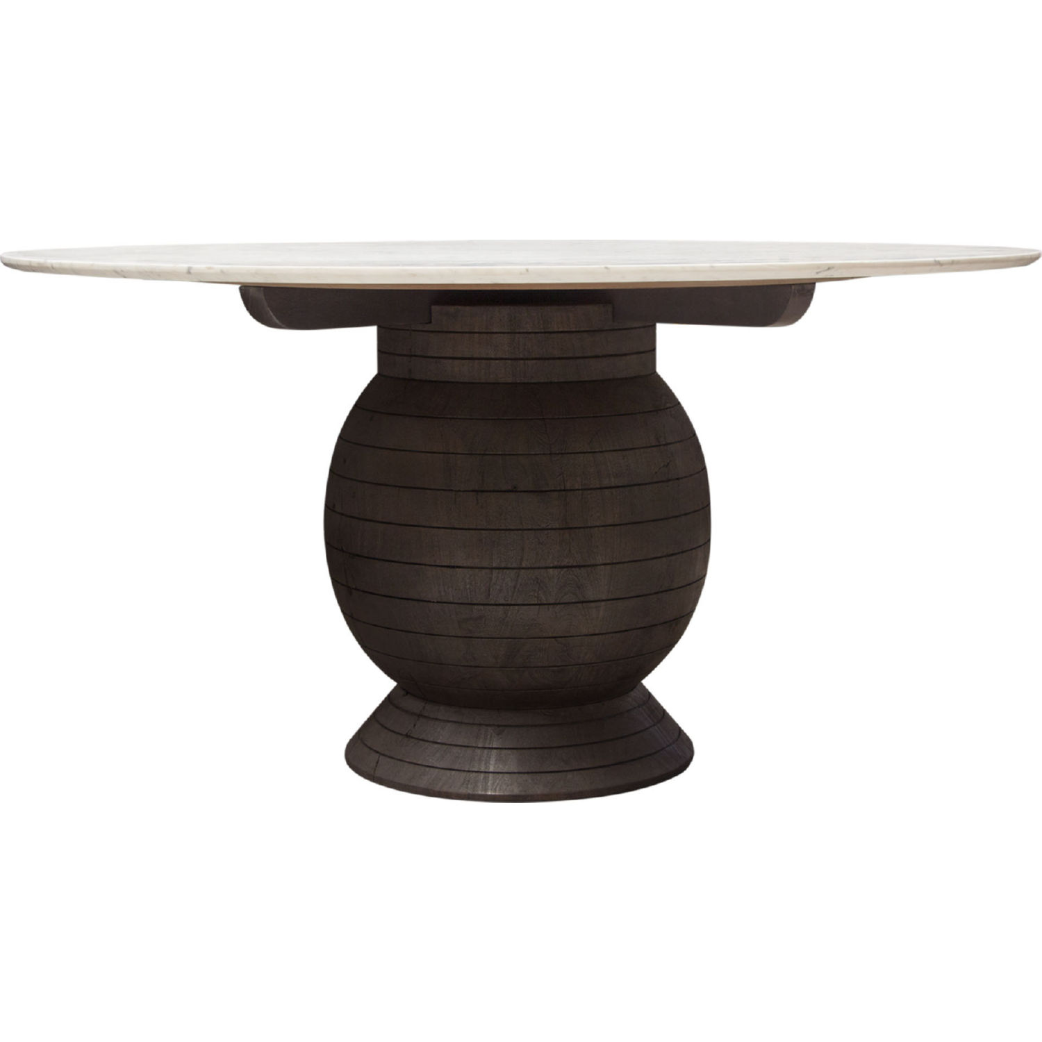 Diamond Sofa - Ashe Round Dining Table with Genuine White Marble Top and Solid Acacia Wood Base in Espresso Finish