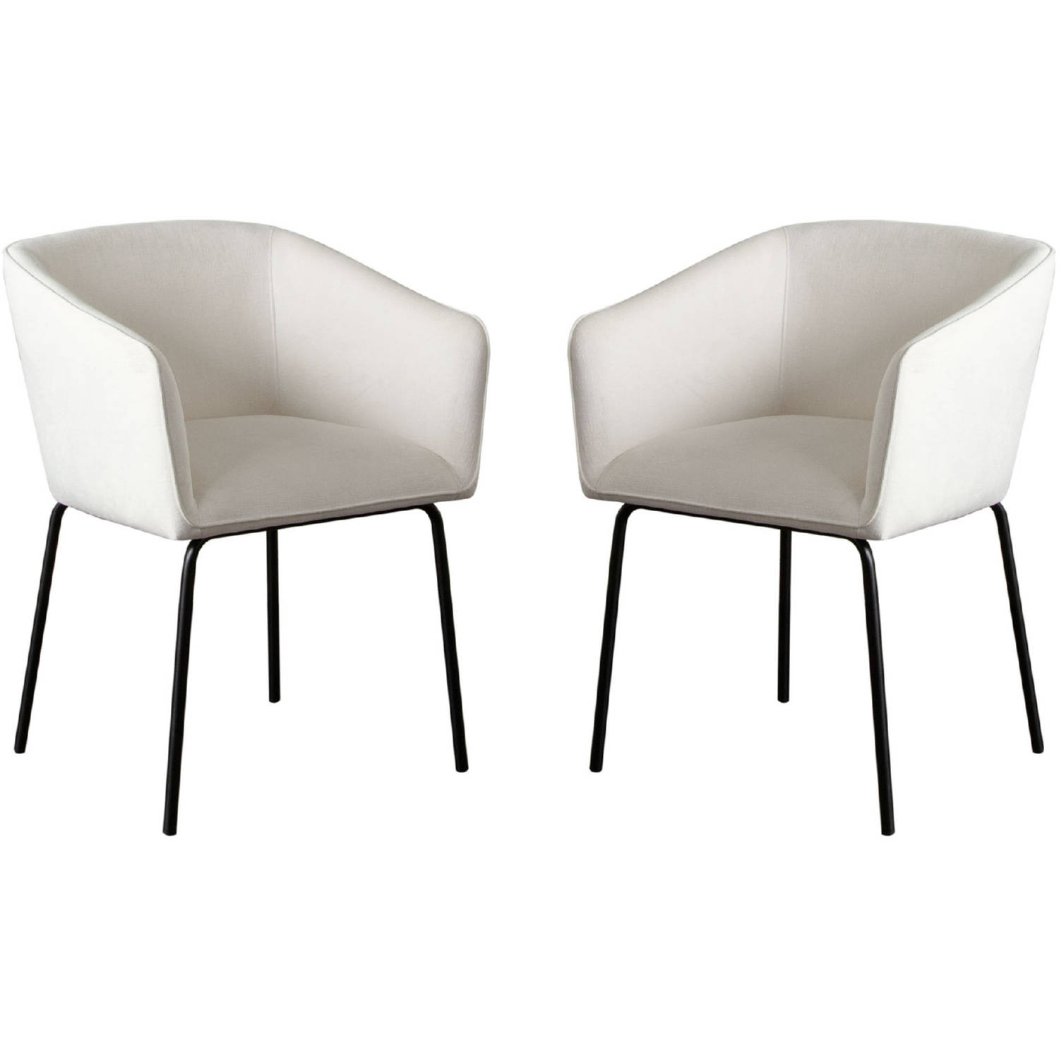 Diamond Sofa Avery Performance Fabric Dining Chairs with Black Metal Leg (Set of 2) - Mist White