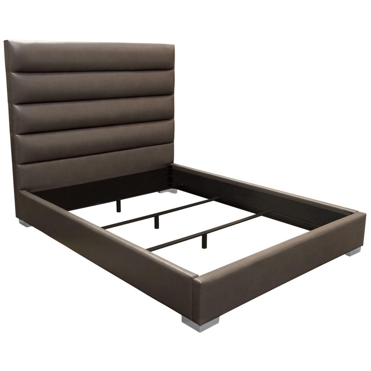 Diamond Sofa Bardot Channel Leatherette Tufted Eastern King Bed - Elephant Gray