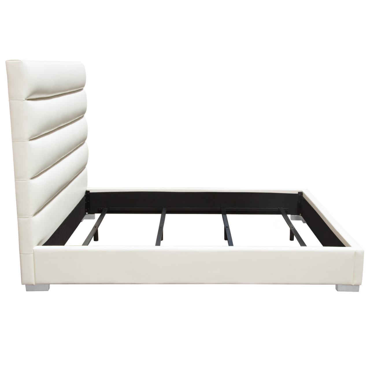 Diamond Sofa Bardot Channel Leatherette Tufted Eastern King Bed - White