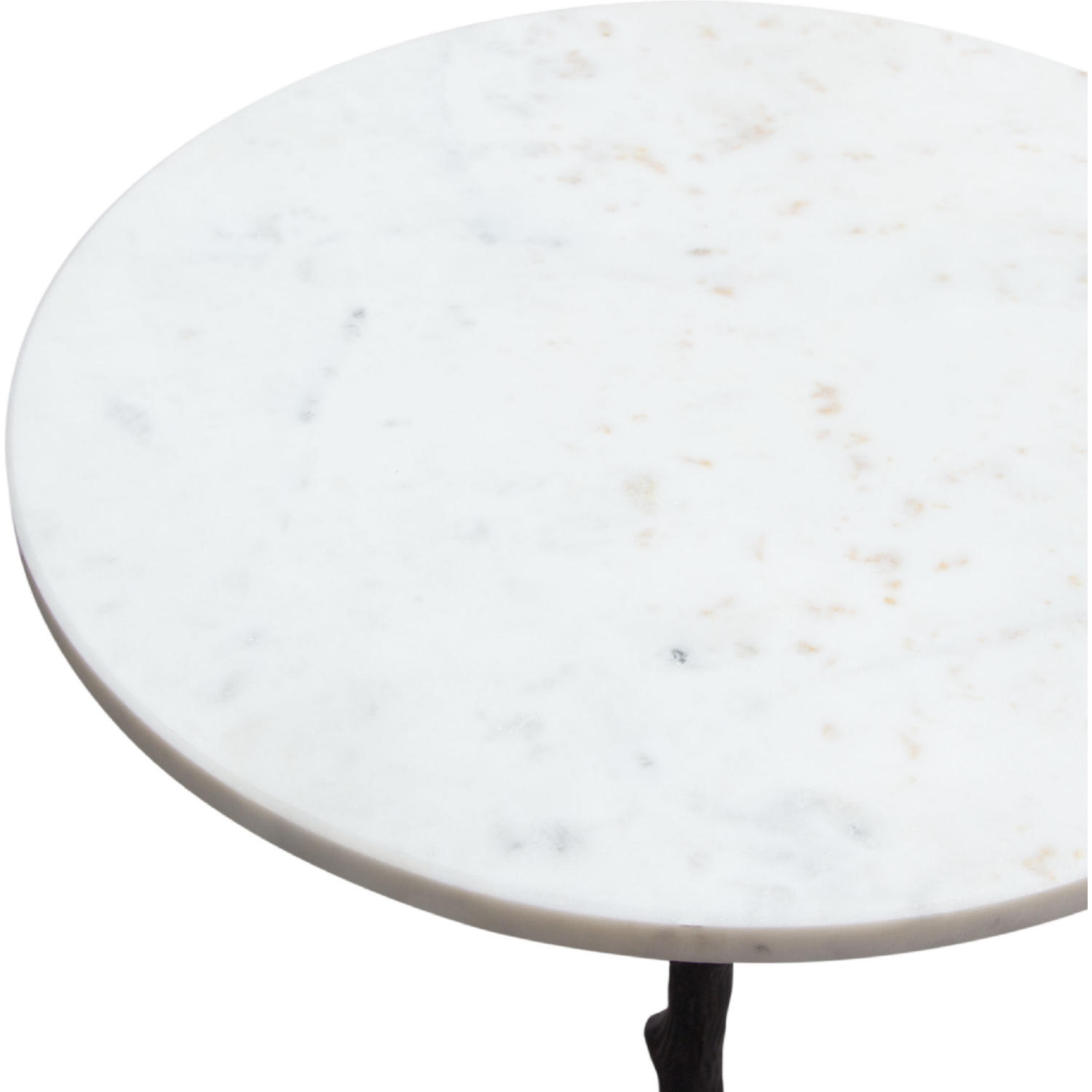 Diamond Sofa - Birch Round Accent Table with Black Casted Aluminum Base & White Marble Top