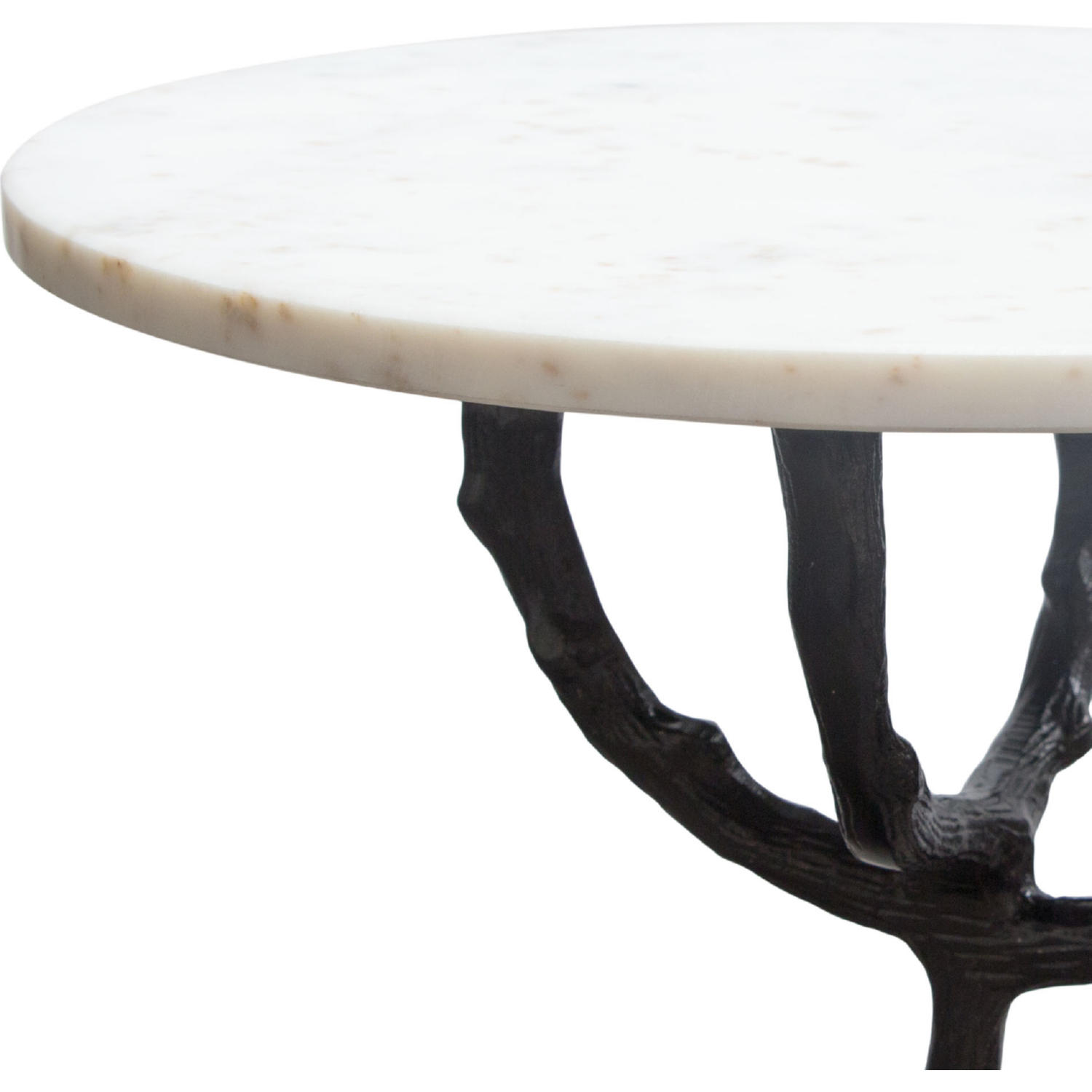 Diamond Sofa - Birch Round Accent Table with Black Casted Aluminum Base & White Marble Top