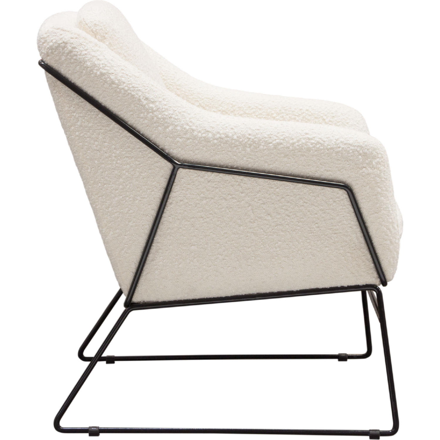 Diamond Sofa - Bryce Boucle Accent Chair wrapped in Black Powder Coated Metal Frame in Ivory