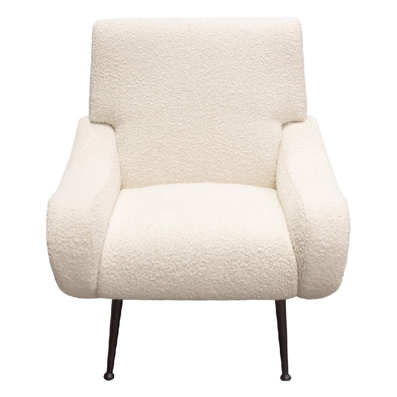 Diamond Sofa™ Cameron Boucle Textured Fabric Accent Chair with Black Leg - Bone