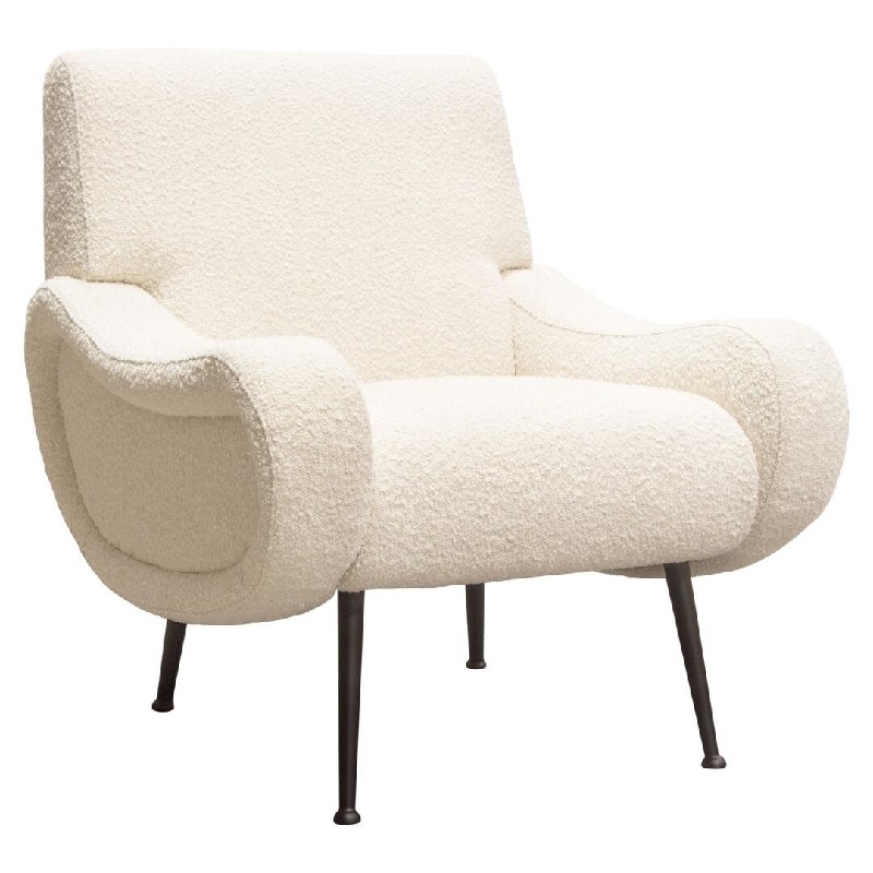 Diamond Sofa™ Cameron Boucle Textured Fabric Accent Chair with Black Leg - Bone