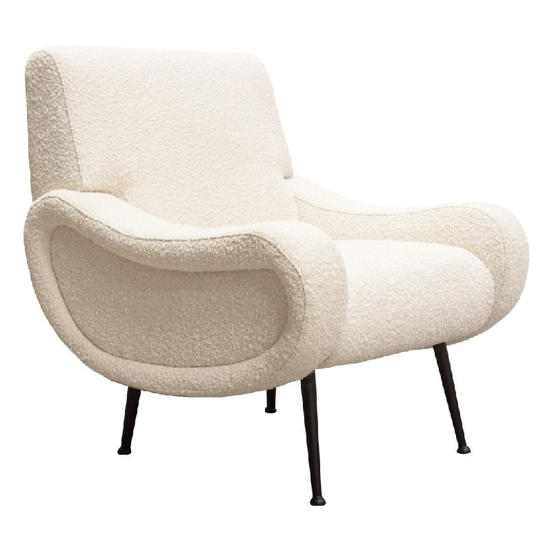 Diamond Sofa™ Cameron Boucle Textured Fabric Accent Chair with Black Leg - Bone