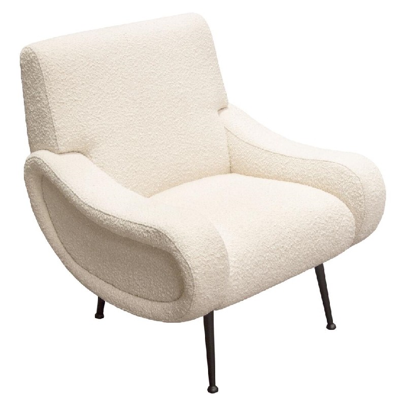 Diamond Sofa™ Cameron Boucle Textured Fabric Accent Chair with Black Leg - Bone