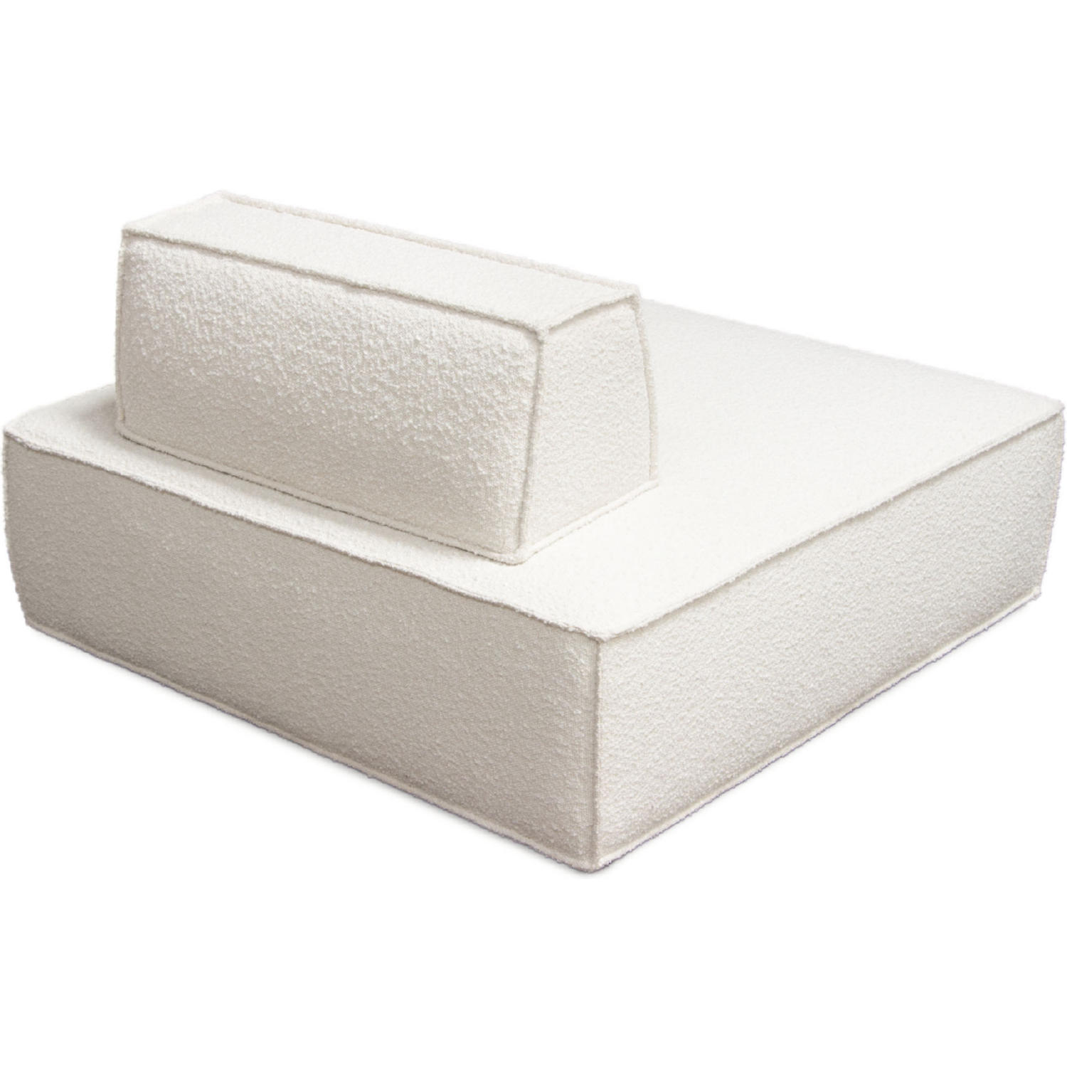 Diamond Sofa™ Cara Square Modular Boucle Fabric Lounger with Moveable Non-Skid Backrest - Ivory