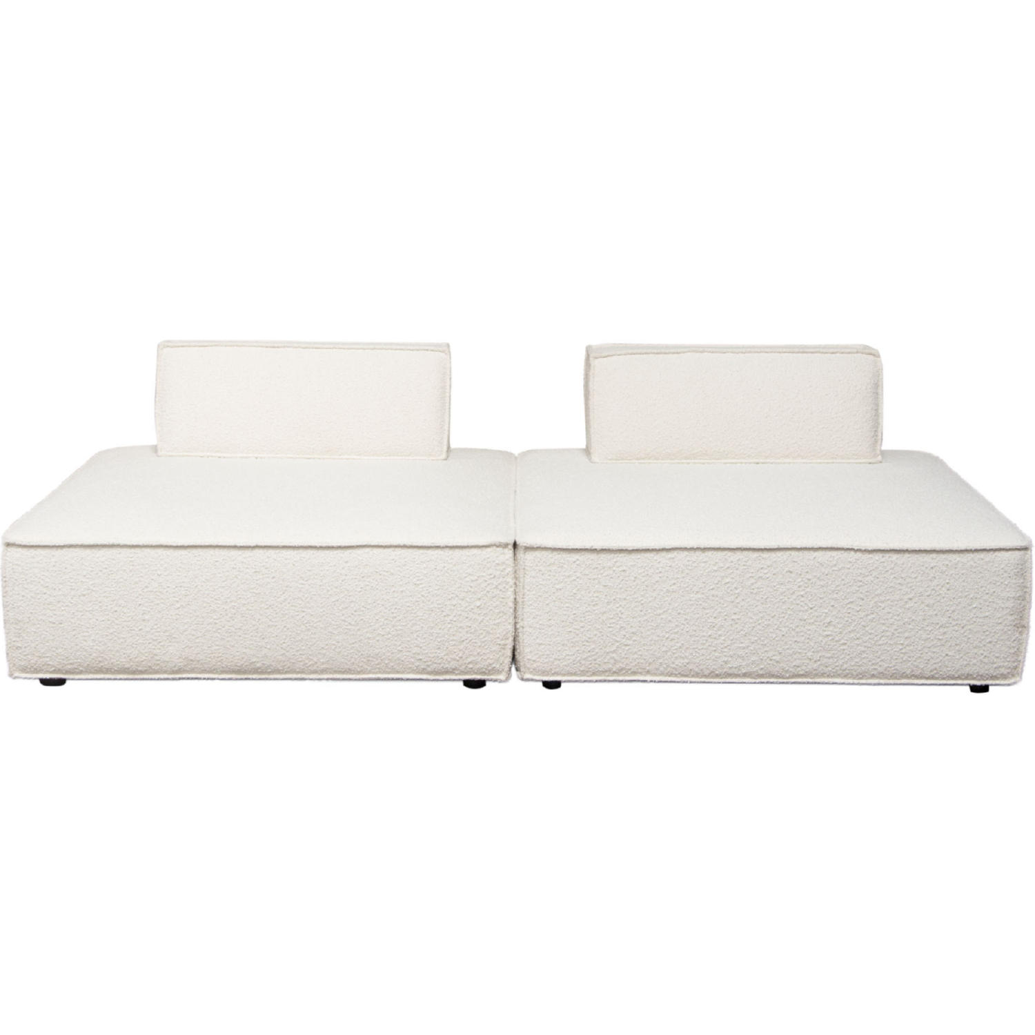 Diamond Sofa Cara 2-Piece Square Modular Boucle Fabric Lounger with Moveable Non-Skid Backrest - Ivory