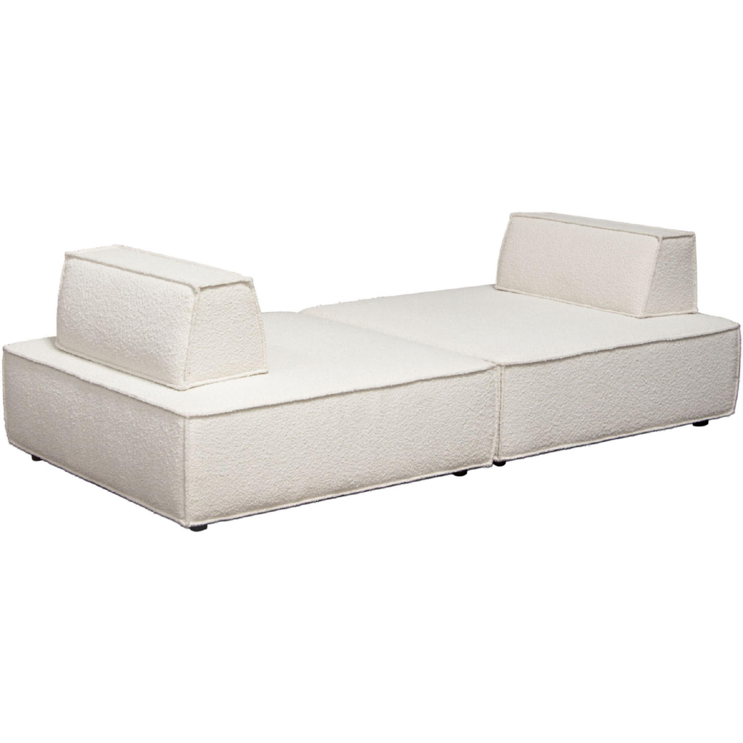 Diamond Sofa Cara 2-Piece Square Modular Boucle Fabric Lounger with Moveable Non-Skid Backrest - Ivory