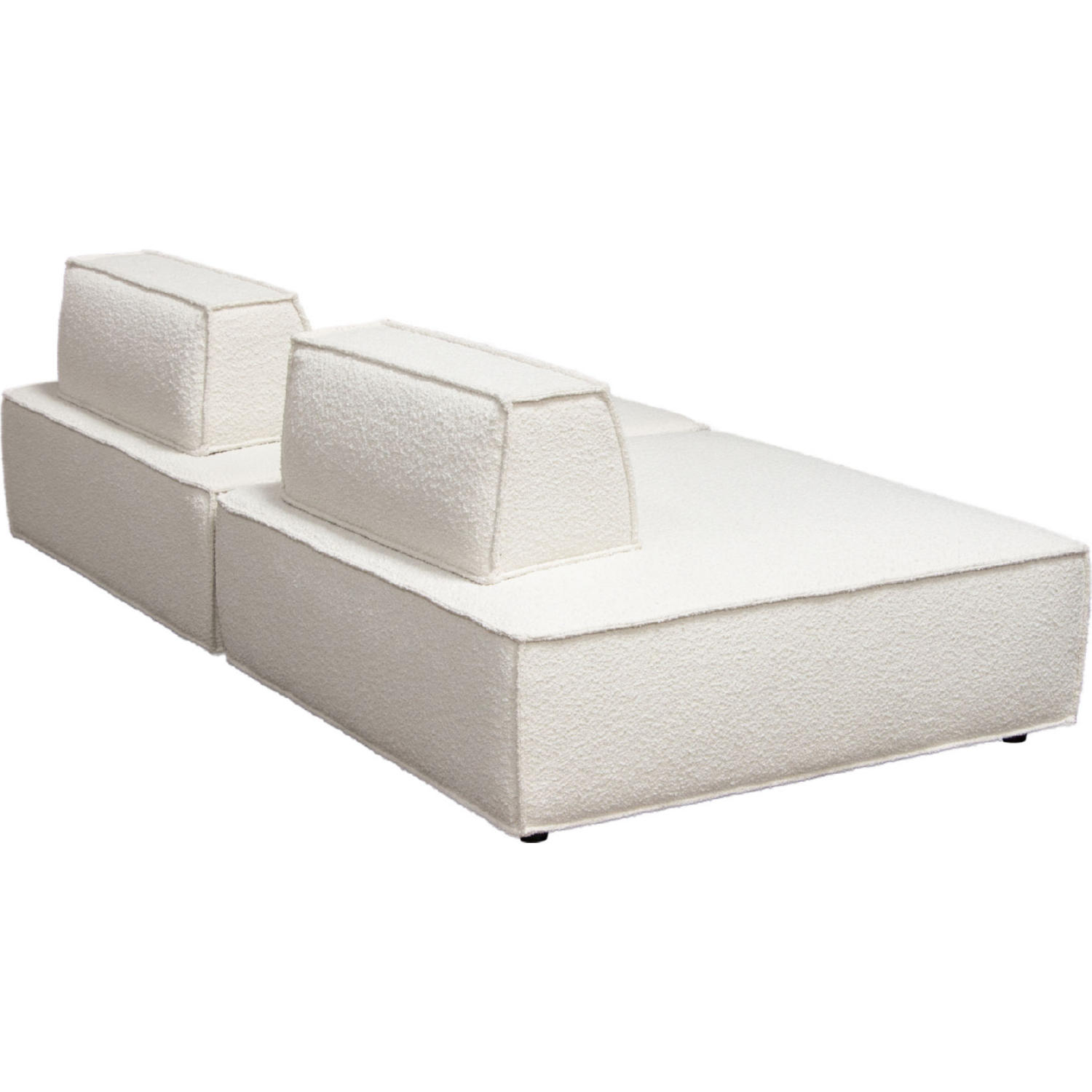 Diamond Sofa Cara 2-Piece Square Modular Boucle Fabric Lounger with Moveable Non-Skid Backrest - Ivory