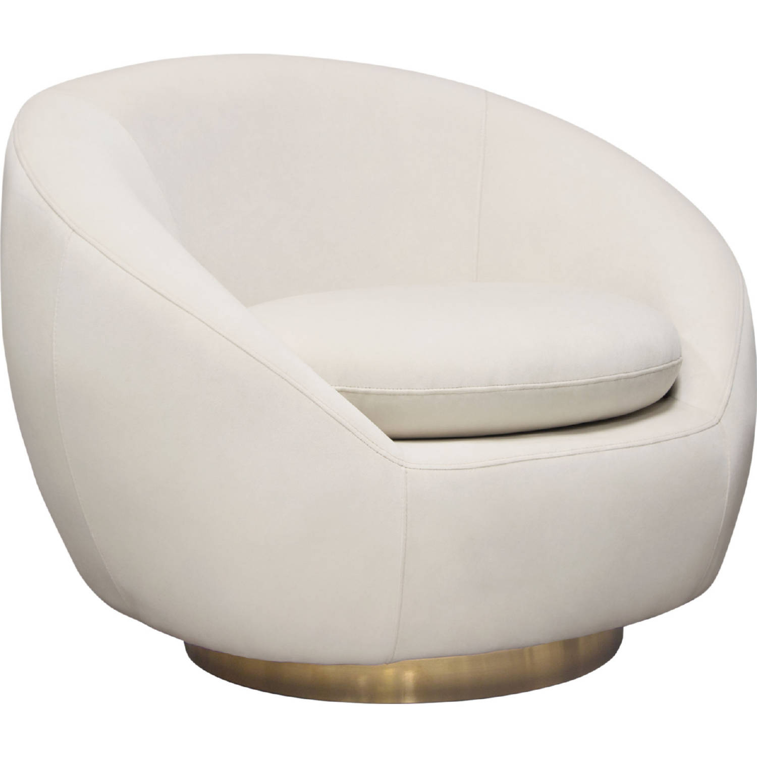 Diamond Sofa - Celine Velvet Swivel Accent Chair with Brushed Gold Accent Band in Light Cream