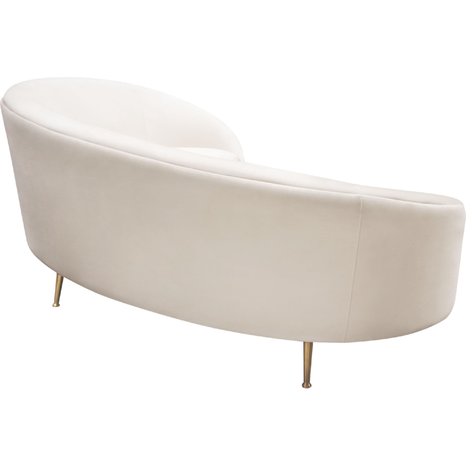 Diamond Sofa - Celine Velvet Curved Sofa with Contoured Back and Gold Metal Legs in Light Cream