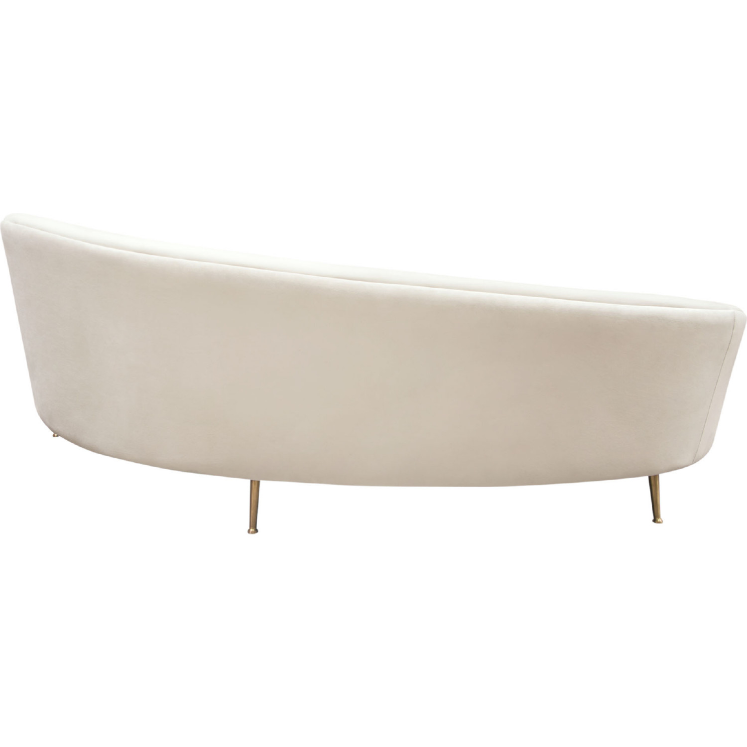 Diamond Sofa - Celine Velvet Curved Sofa with Contoured Back and Gold Metal Legs in Light Cream