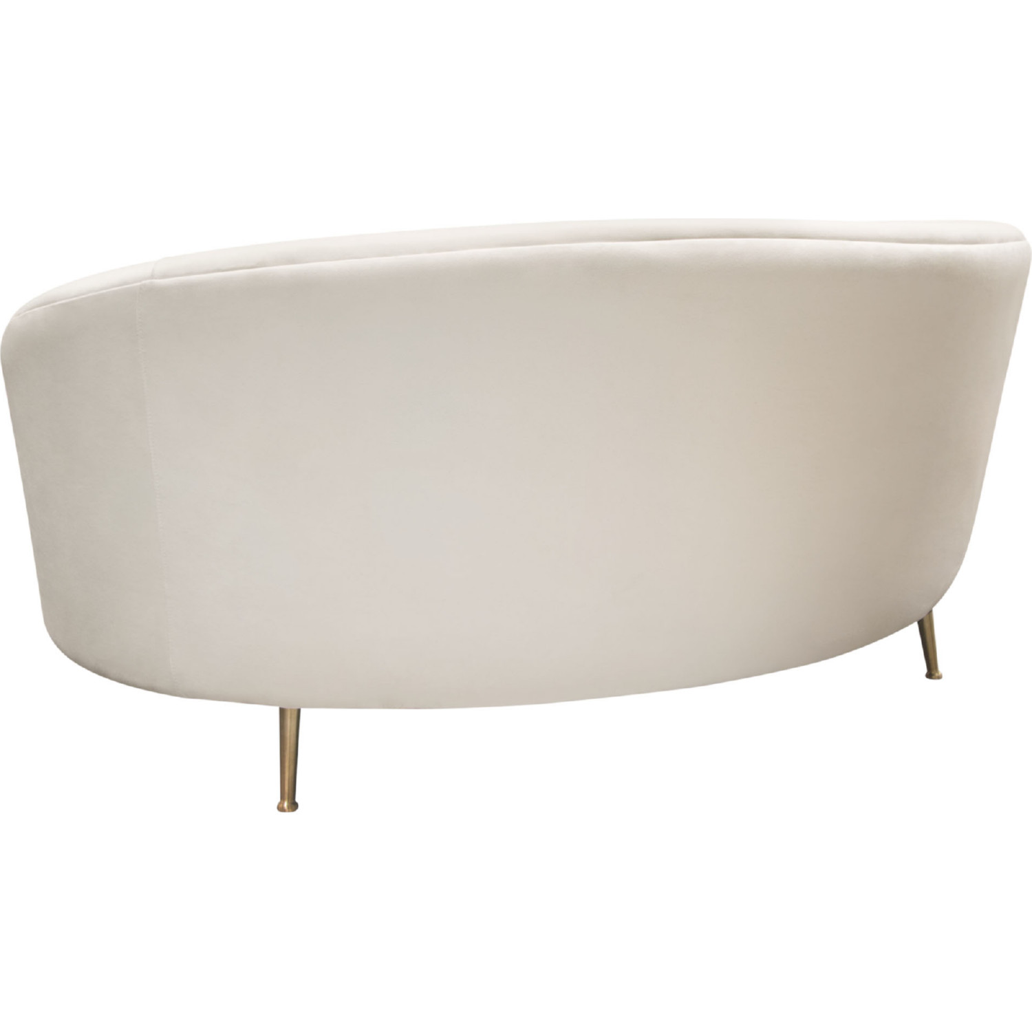 Diamond Sofa - Celine Velvet Curved Sofa with Contoured Back and Gold Metal Legs in Light Cream