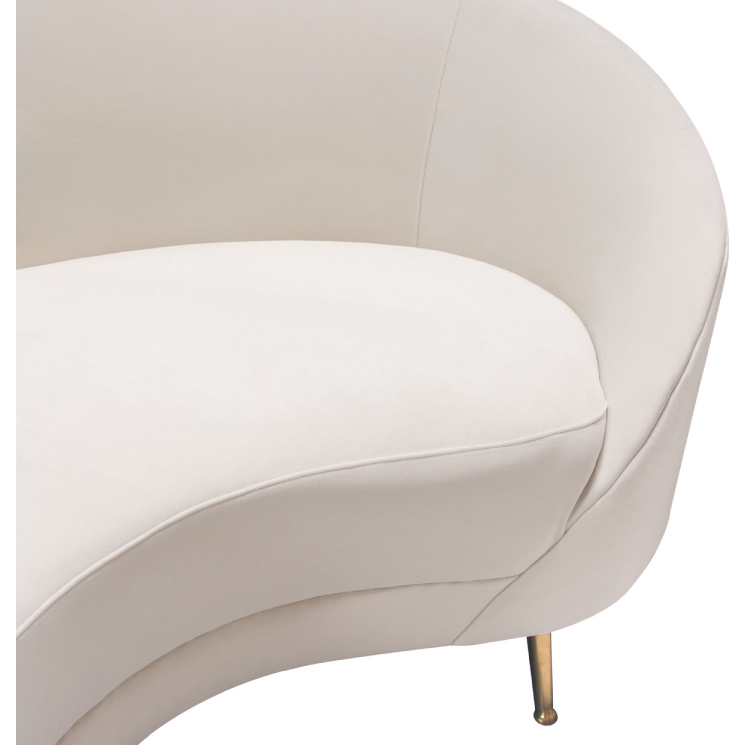 Diamond Sofa - Celine Velvet Curved Sofa with Contoured Back and Gold Metal Legs in Light Cream