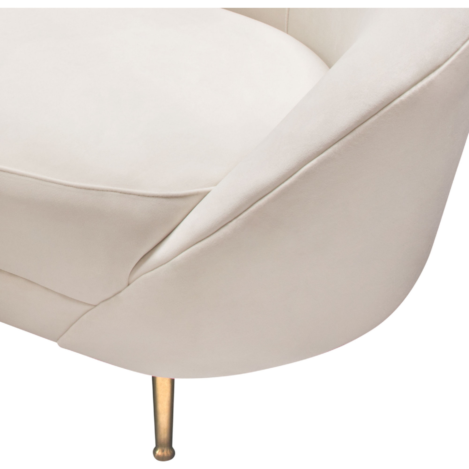 Diamond Sofa - Celine Velvet Curved Sofa with Contoured Back and Gold Metal Legs in Light Cream