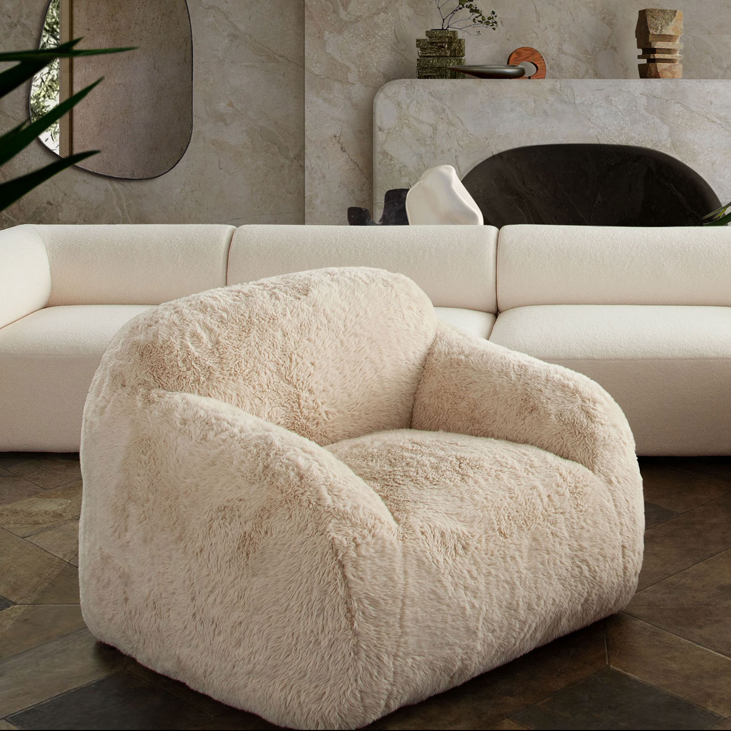 Diamond Sofa - Dawson Faux Fur Accent Chair in Yak Sand Natural