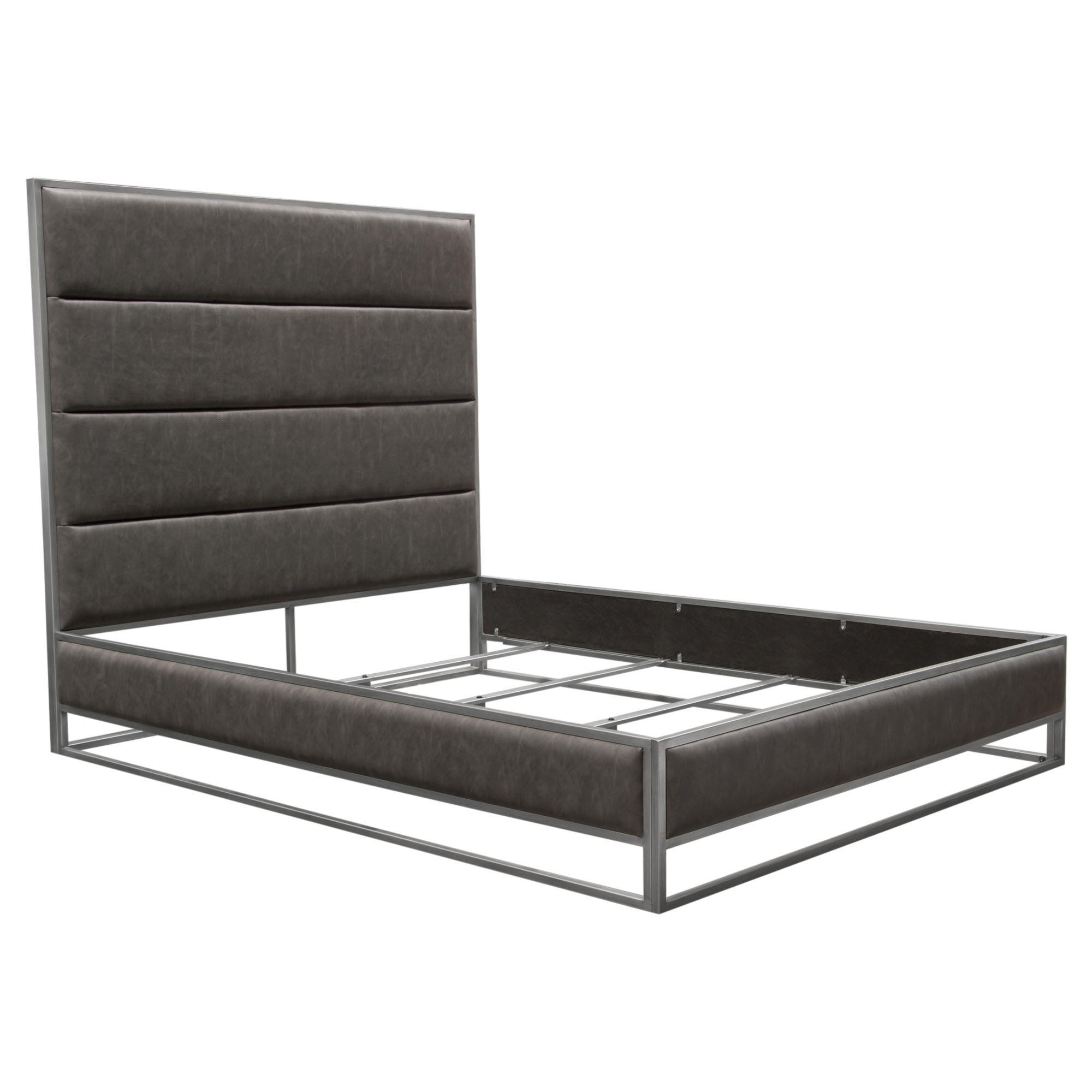 Diamond Sofa - Empire Bed with Hand Brushed Silver Metal Frame