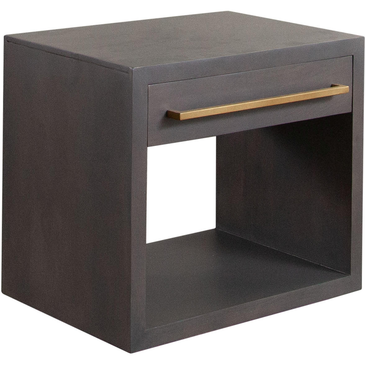 Diamond Sofa Encore Solid Mango Wood 1-Drawer End Table with Gold Metal Handle - Gray Oak