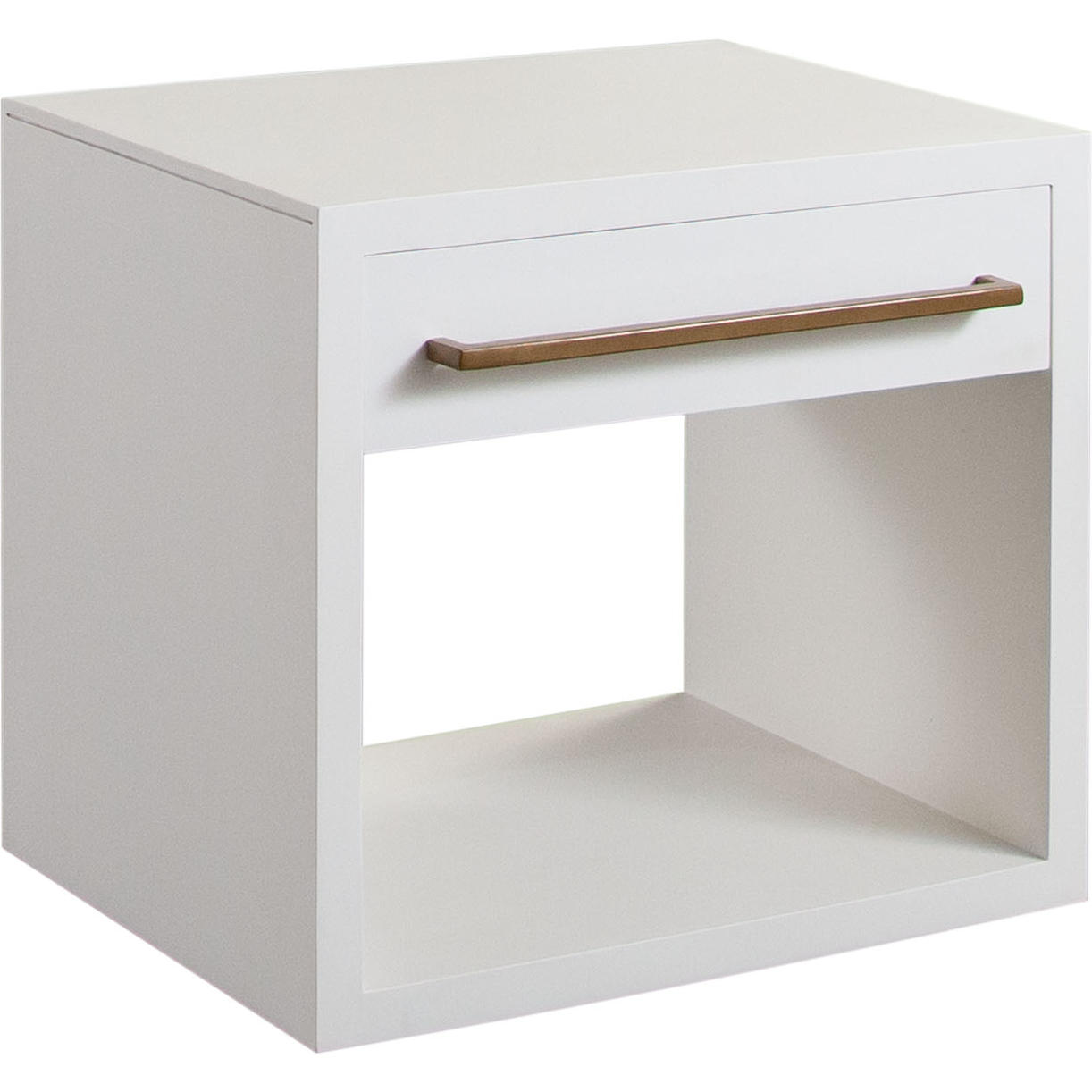 Diamond Sofa Encore Solid Mango Wood 1-Drawer End Table with Gold Metal Handle - White