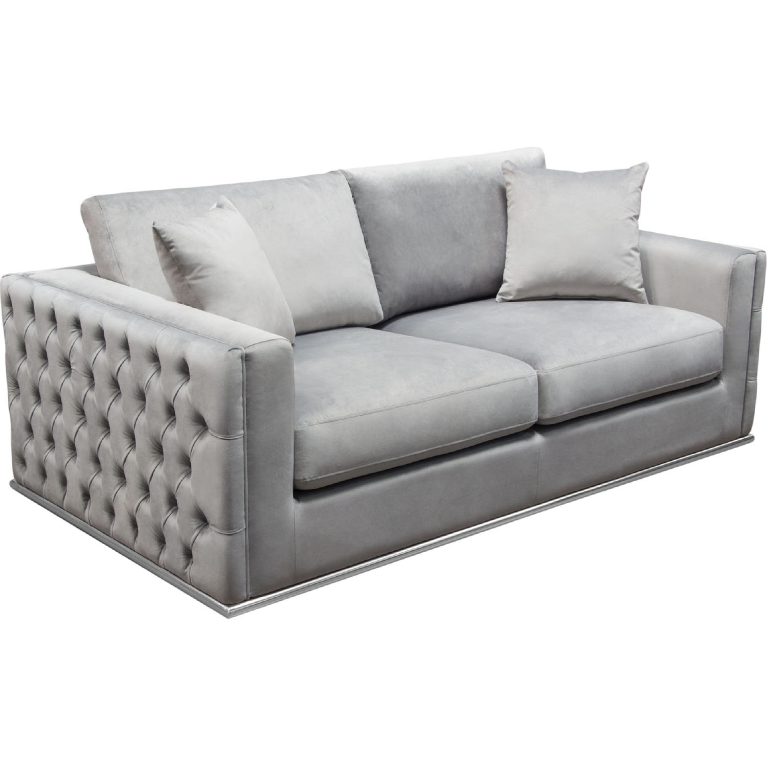 Diamond Sofa - Envy Velvet Loveseat with Tufted Outside Detail and Silver Metal Trim in Platinum Gray