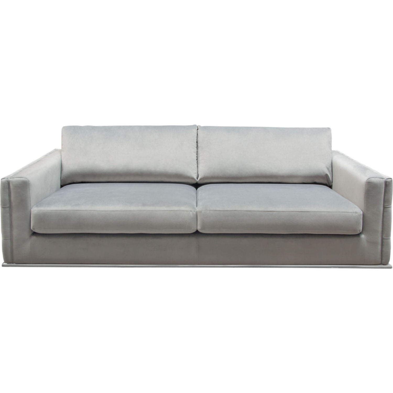 Diamond Sofa - Envy Velvet Sofa with Tufted Outside Detail and Silver Metal Trim in Platinum Gray