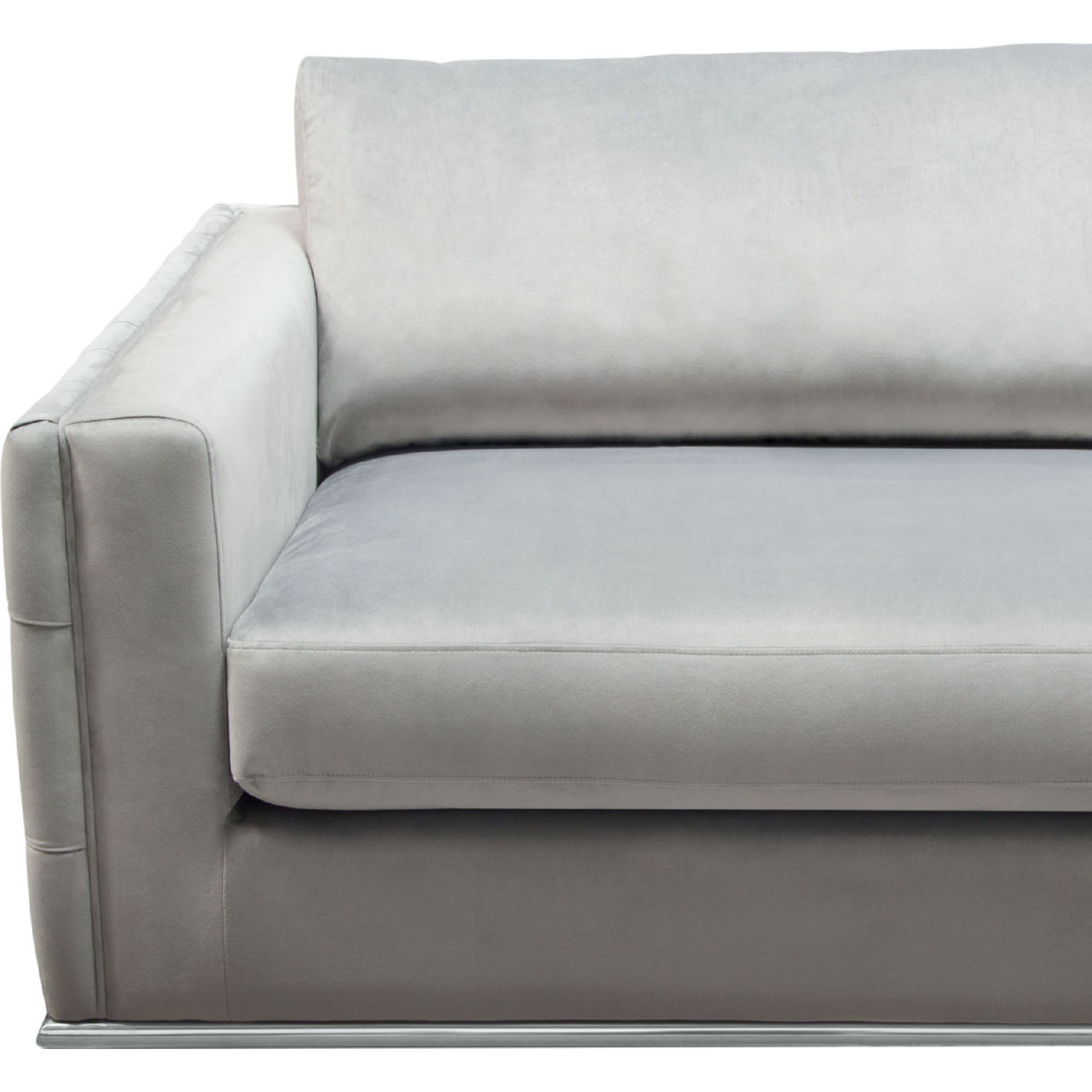 Diamond Sofa - Envy Velvet Sofa with Tufted Outside Detail and Silver Metal Trim in Platinum Gray