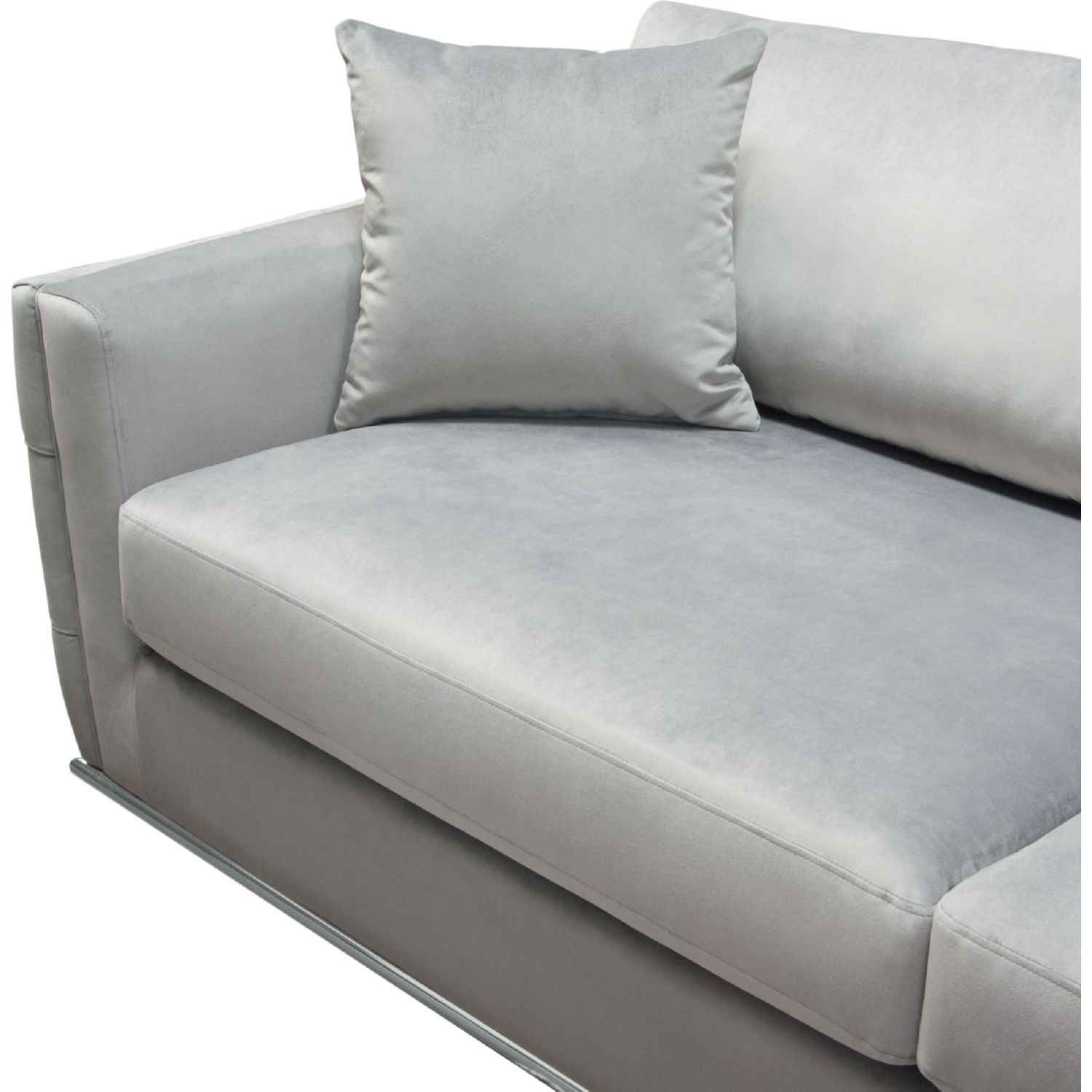 Diamond Sofa - Envy Velvet Sofa with Tufted Outside Detail and Silver Metal Trim in Platinum Gray