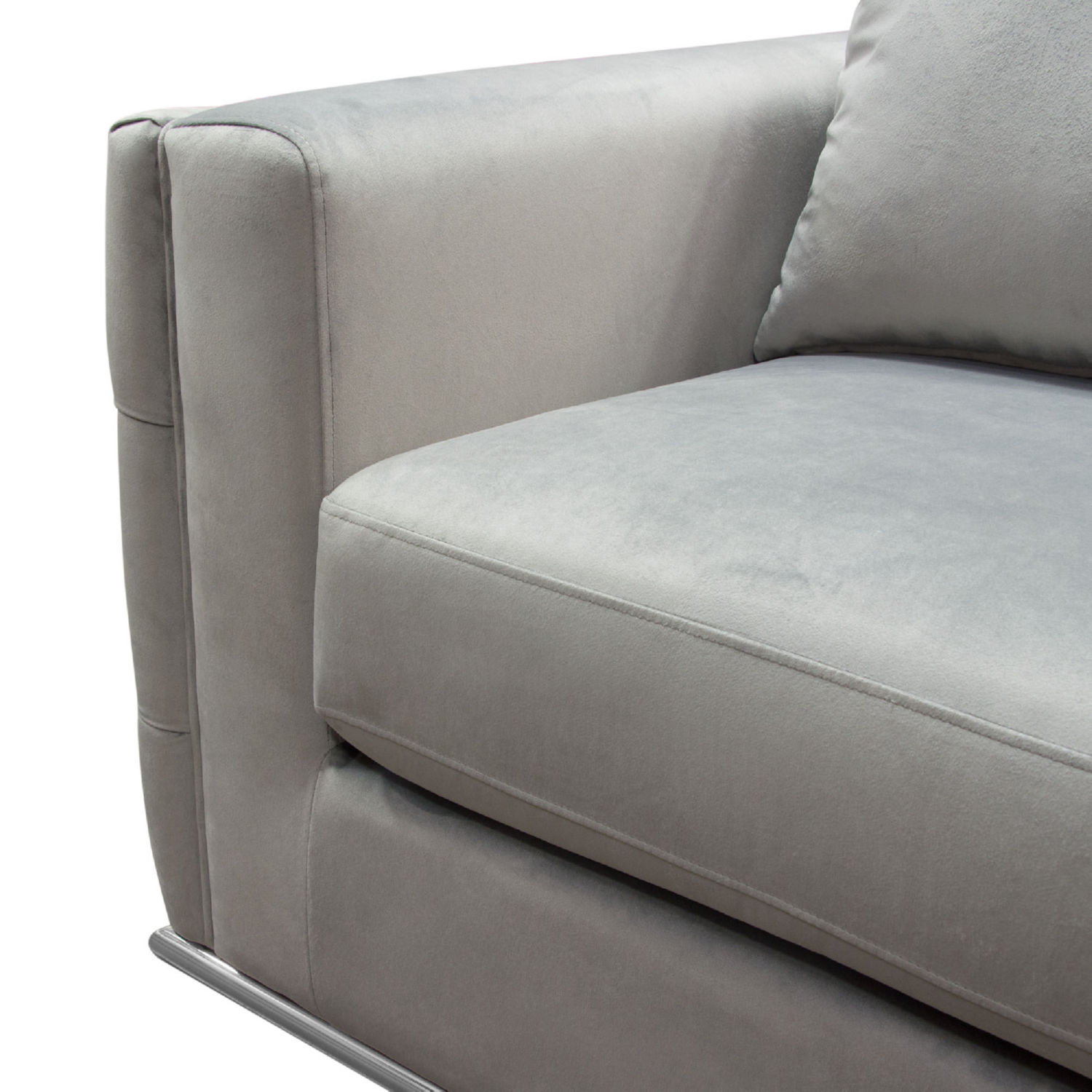 Diamond Sofa - Envy Velvet Sofa with Tufted Outside Detail and Silver Metal Trim in Platinum Gray