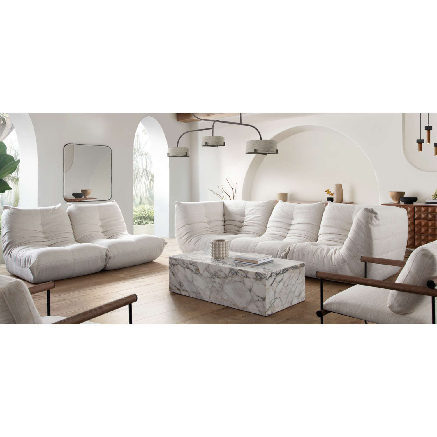 Diamond Sofa Ezra 3PC Fabric Modular Sofa - Cream