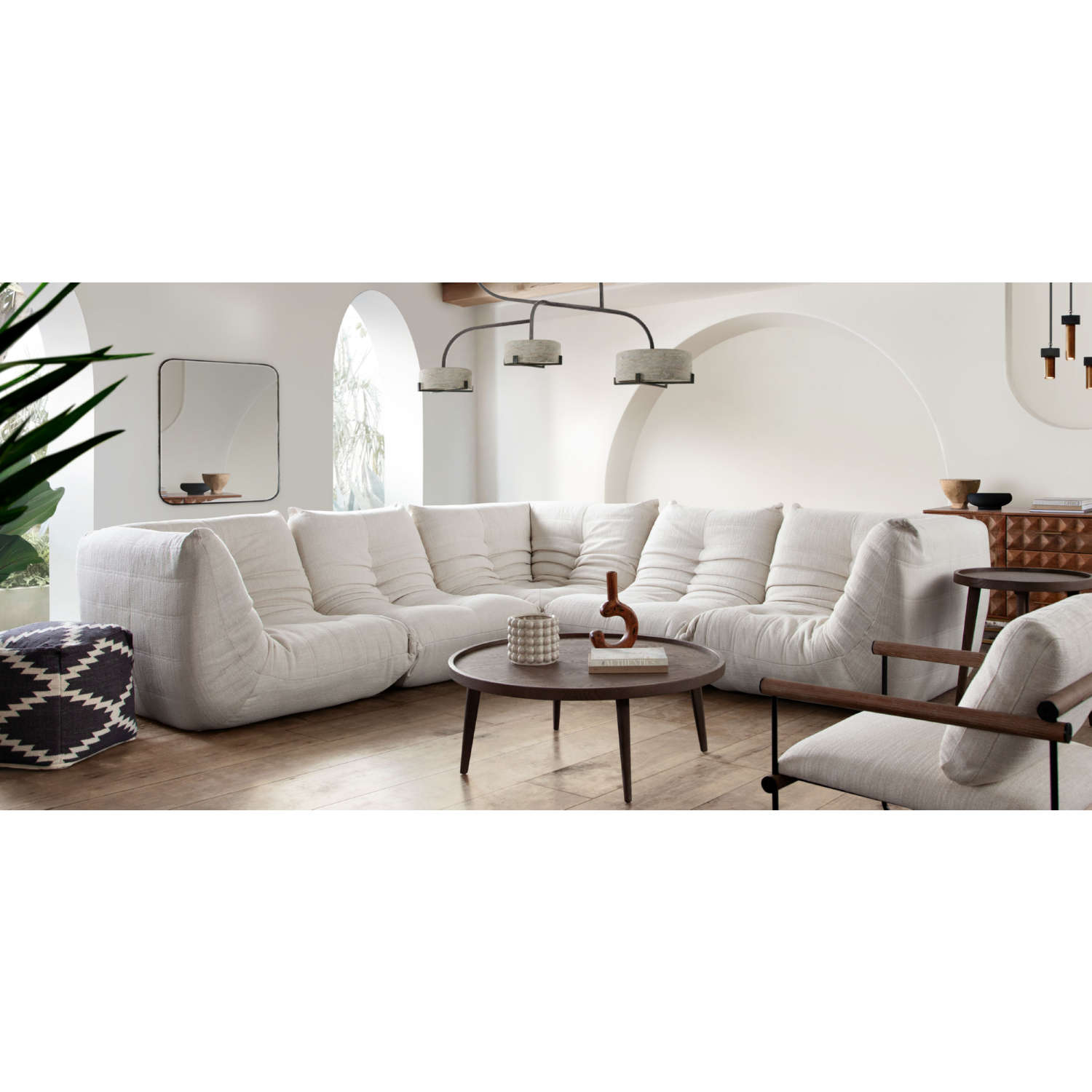 Diamond Sofa - Ezra 5PC Fabric Corner Sectional in Cream