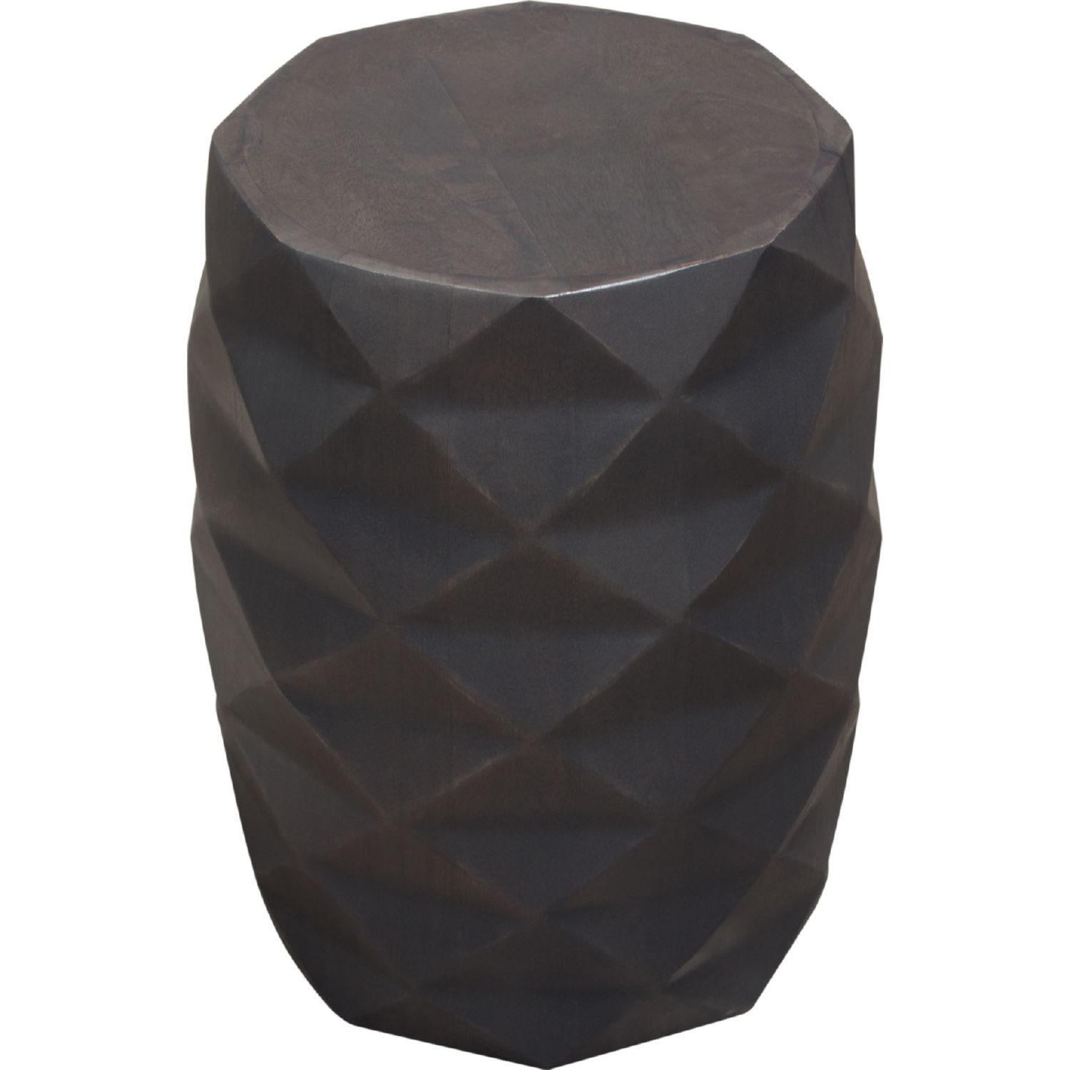 Diamond Sofa Fig Solid Mango Wood Accent Table with Geometric Motif - Gray Finish