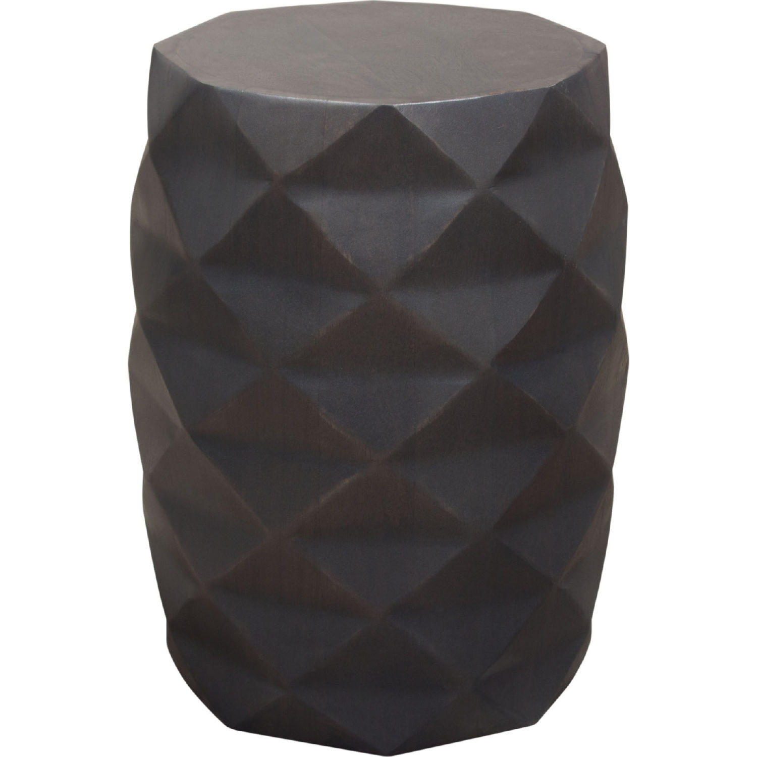 Diamond Sofa Fig Solid Mango Wood Accent Table with Geometric Motif - Gray Finish