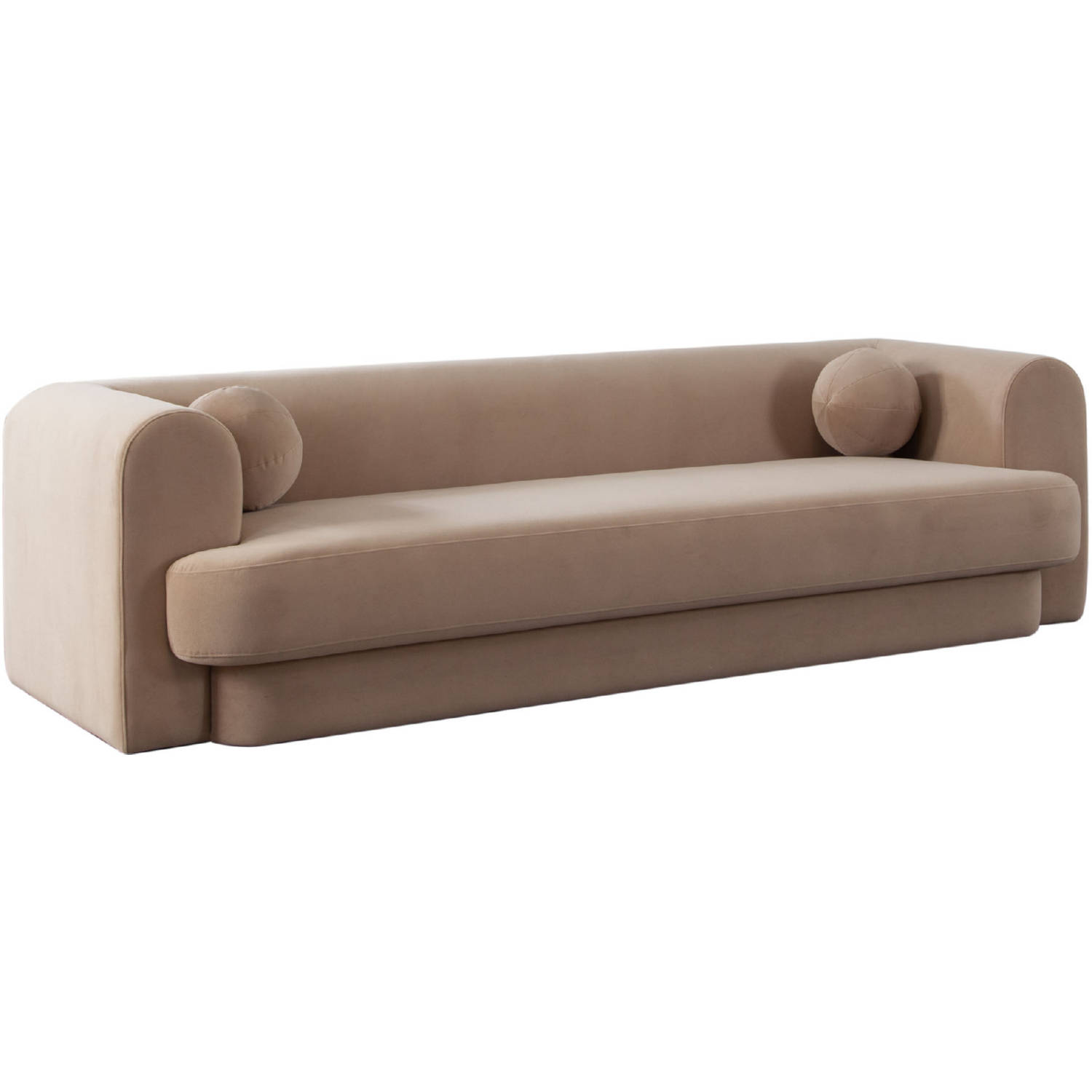 Diamond Sofa Form Performance Velvet Sofa with Two Accent Pillow Balls - Camel