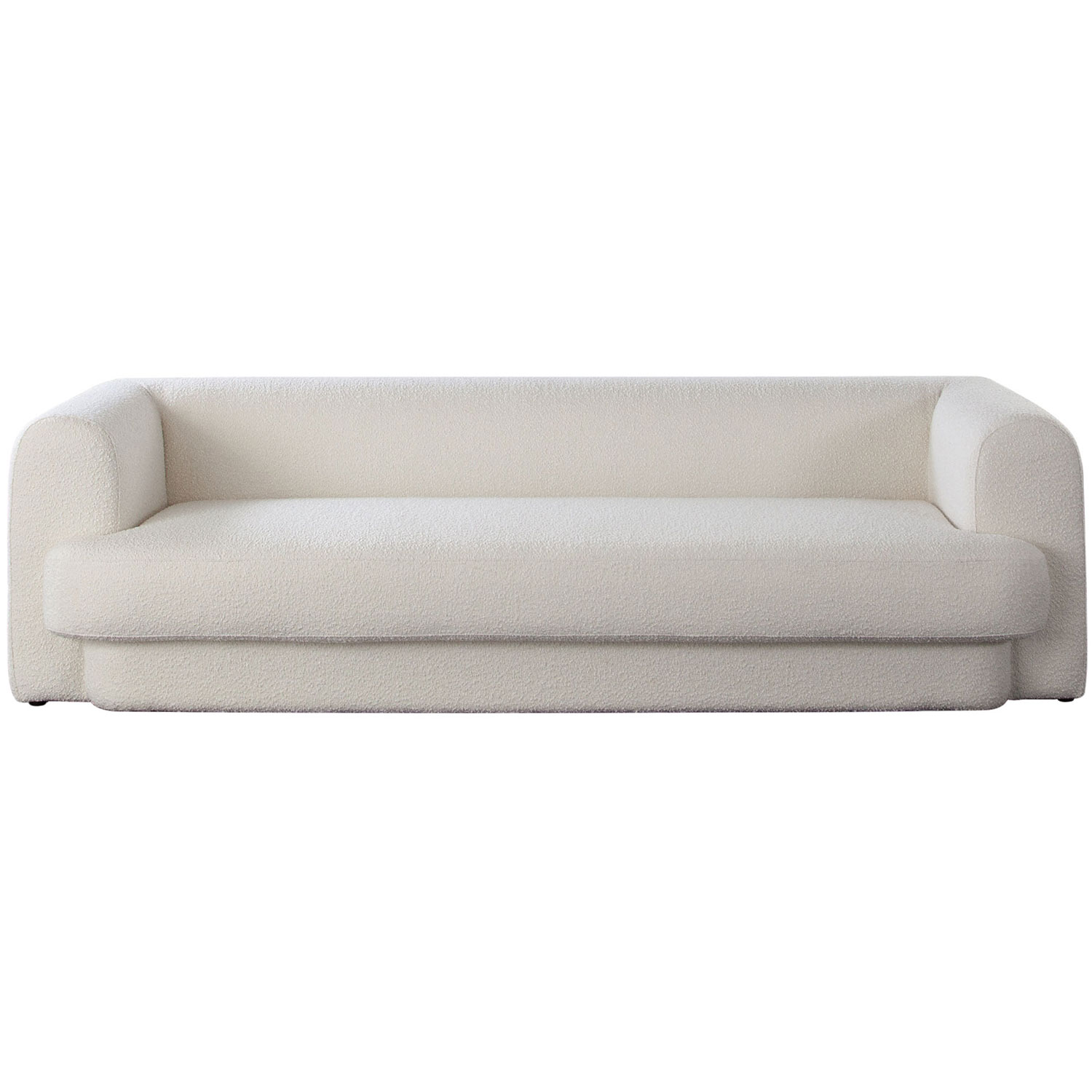 Diamond Sofa Form Boucle Fabric Sofa with Two Accent Pillow Balls - Ivory