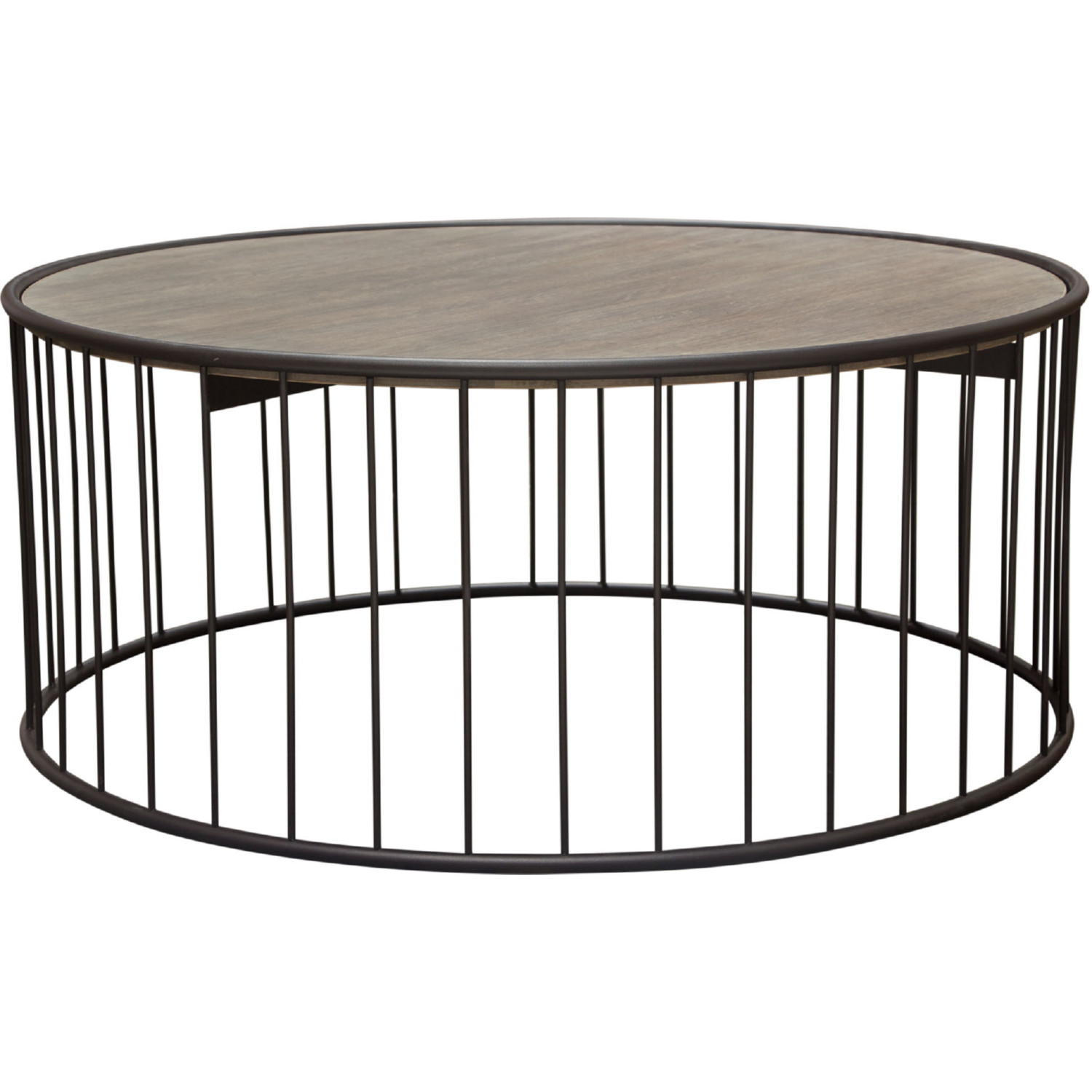 Diamond Sofa - Gibson 38" Round Cocktail Table with Gray Oak Finished Top and Metal Base