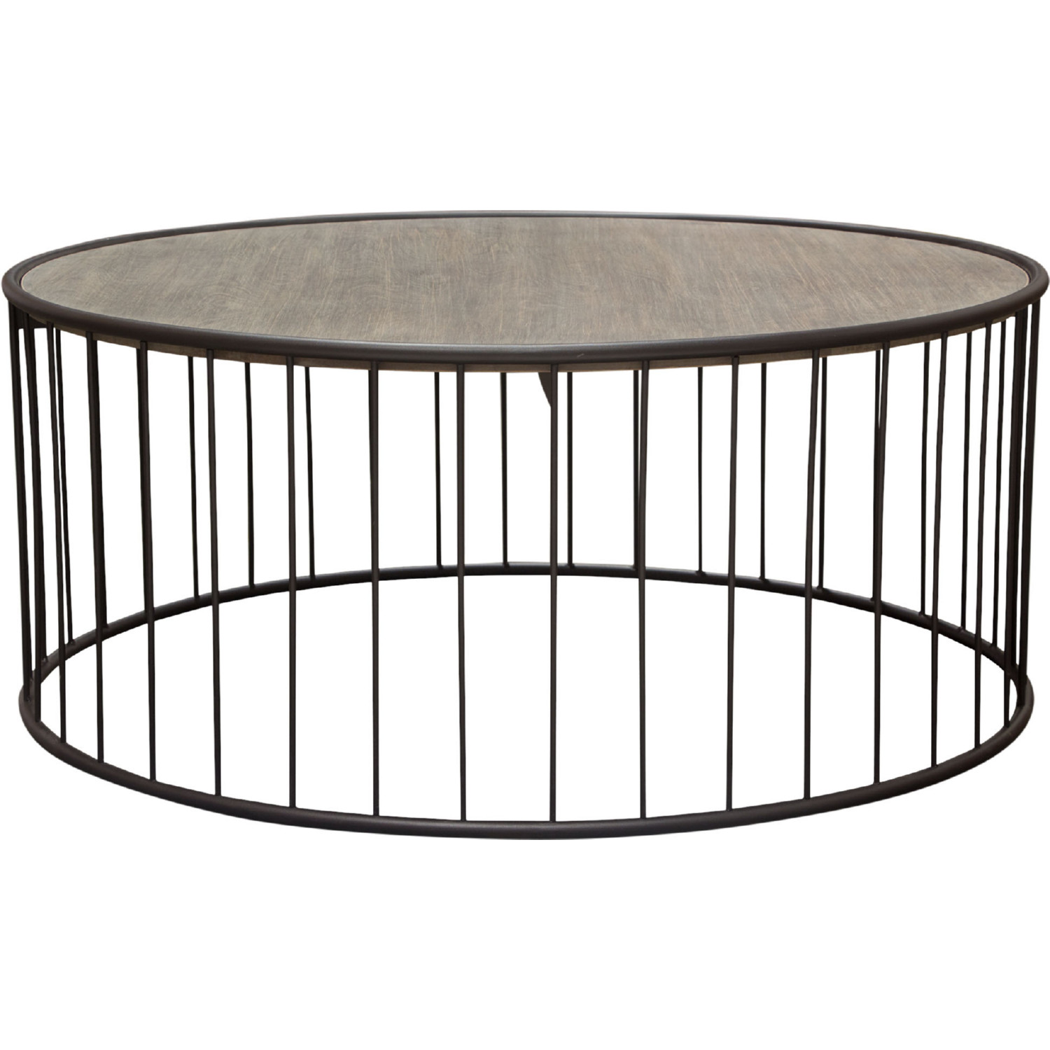 Diamond Sofa - Gibson 38" Round Cocktail Table with Gray Oak Finished Top and Metal Base