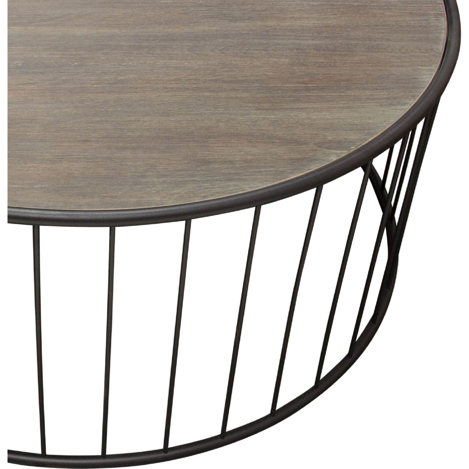 Diamond Sofa - Gibson 38" Round Cocktail Table with Gray Oak Finished Top and Metal Base