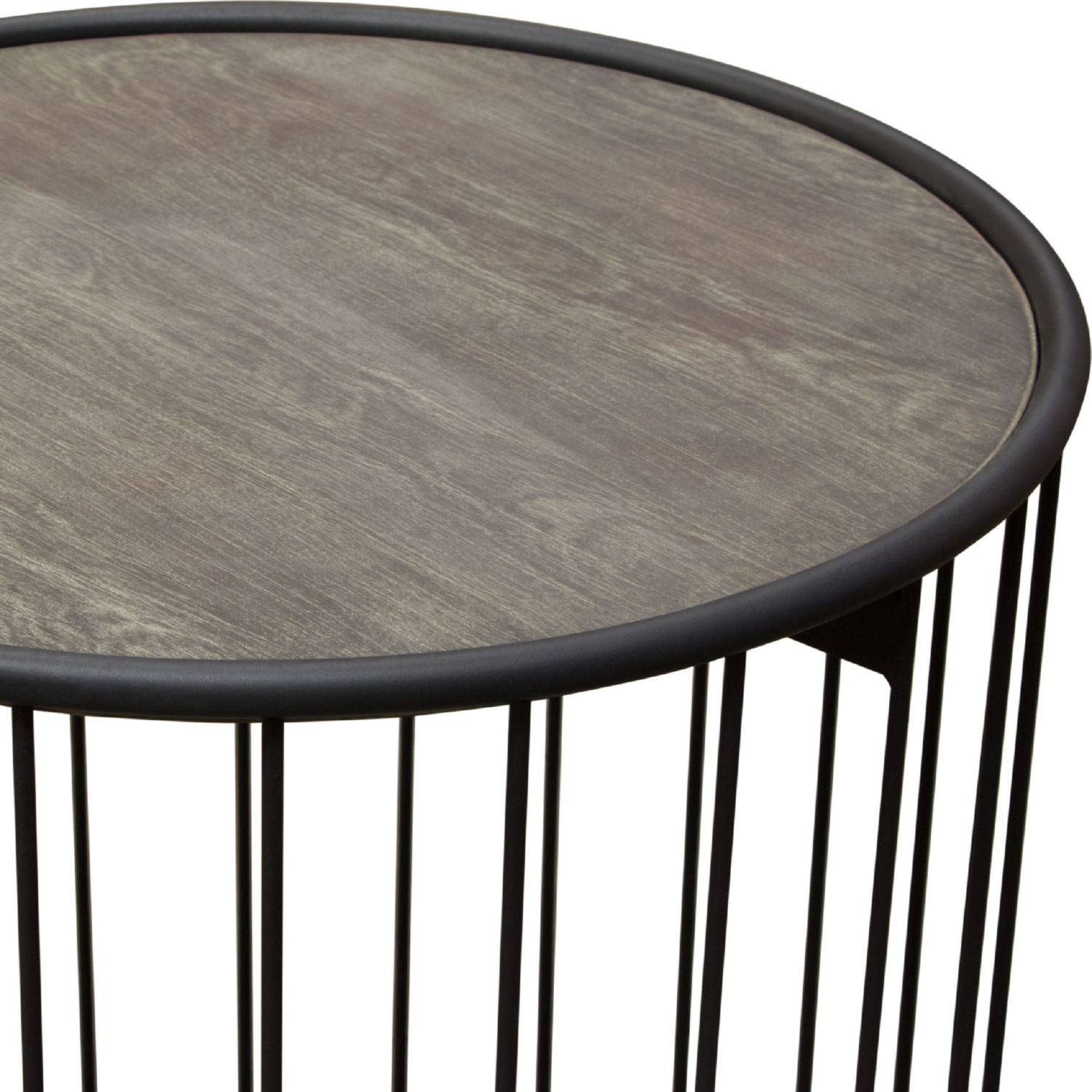 Diamond Sofa - Gibson 22" Round End Table with Gray Oak Finished Top and Metal Base