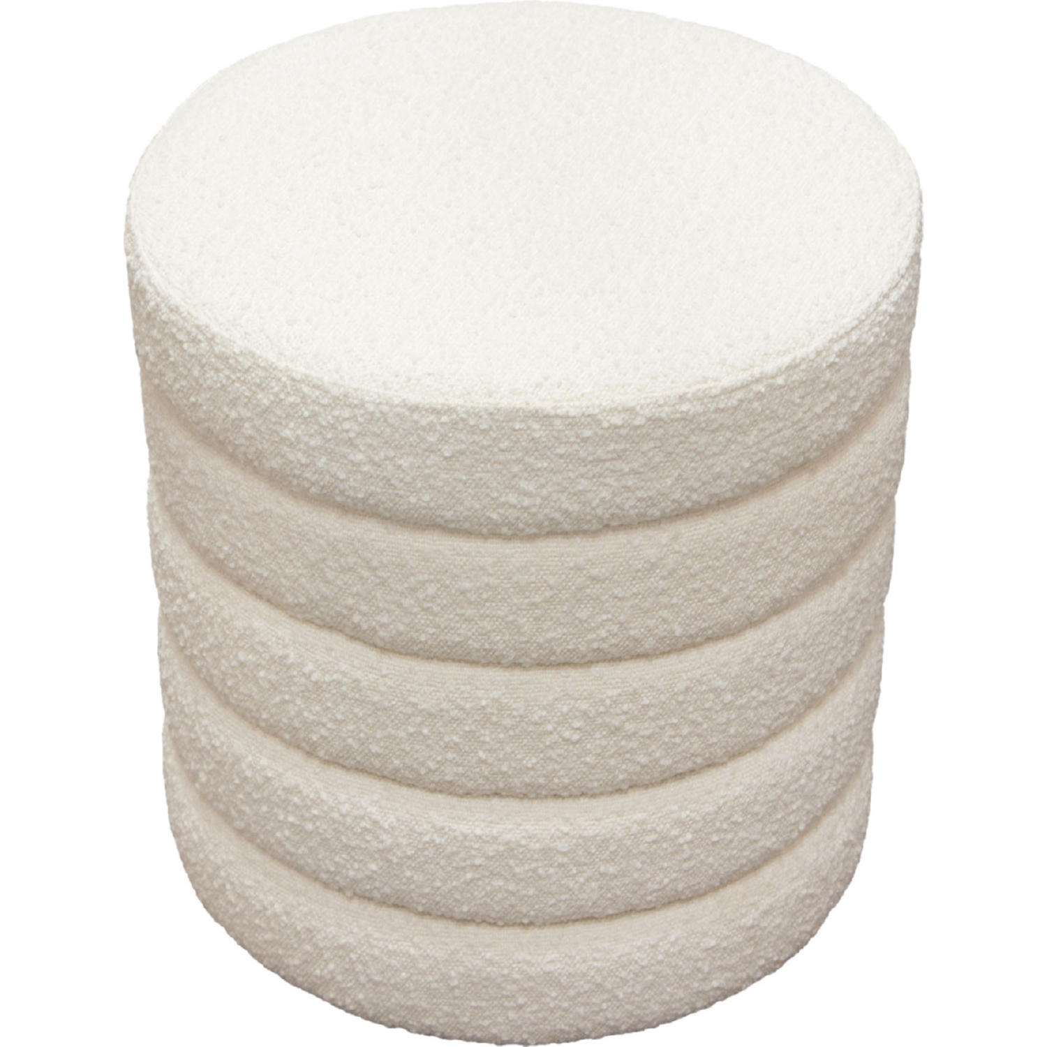 Diamond Sofa™ Helix Boucle Fabric Round Accent Ottoman - Ivory