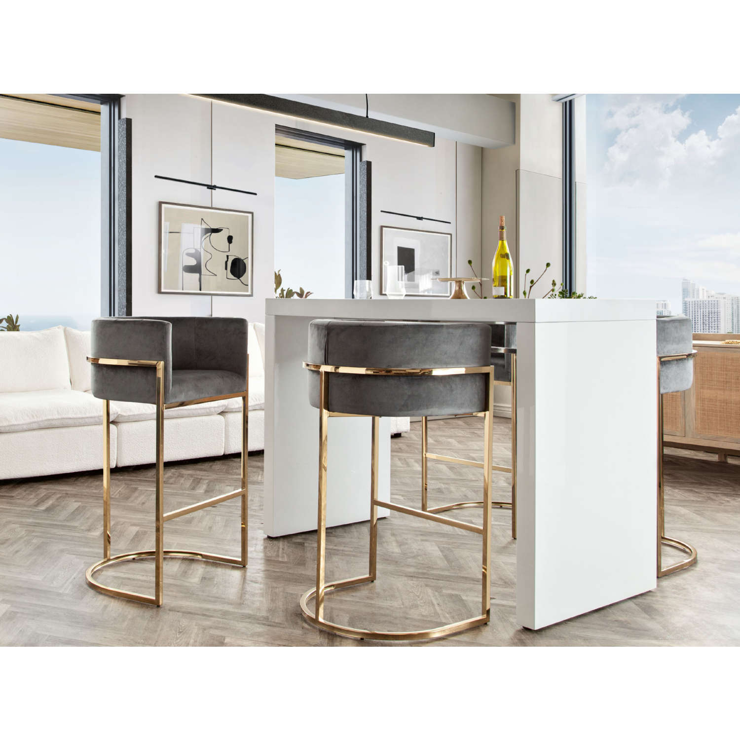 Diamond Sofa - Icon White Lacquer Waterfall Bar Height Table