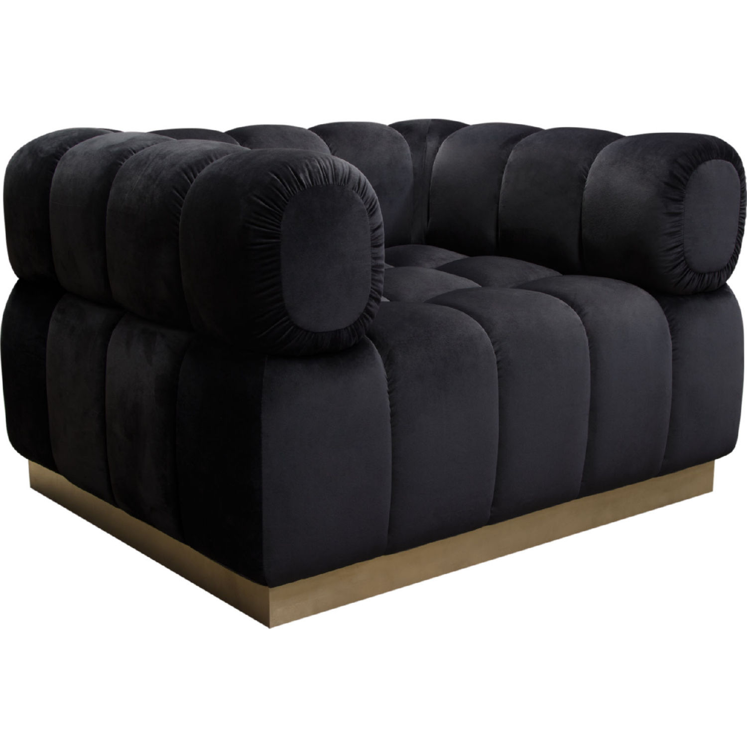 Diamond Sofa™ Image Low Profile Velvet Chair with Brushed Gold Base - Black