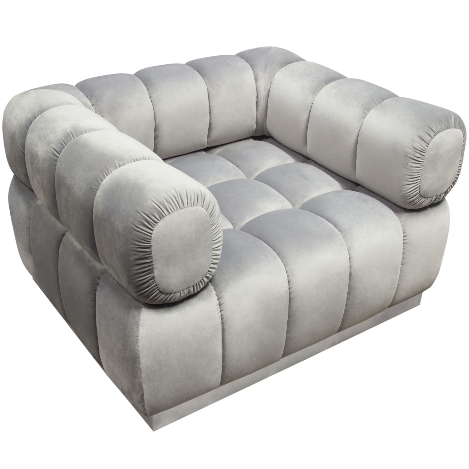 Diamond Sofa™ Image Low Profile Velvet Chair with Brushed Silver Base - Platinum Gray