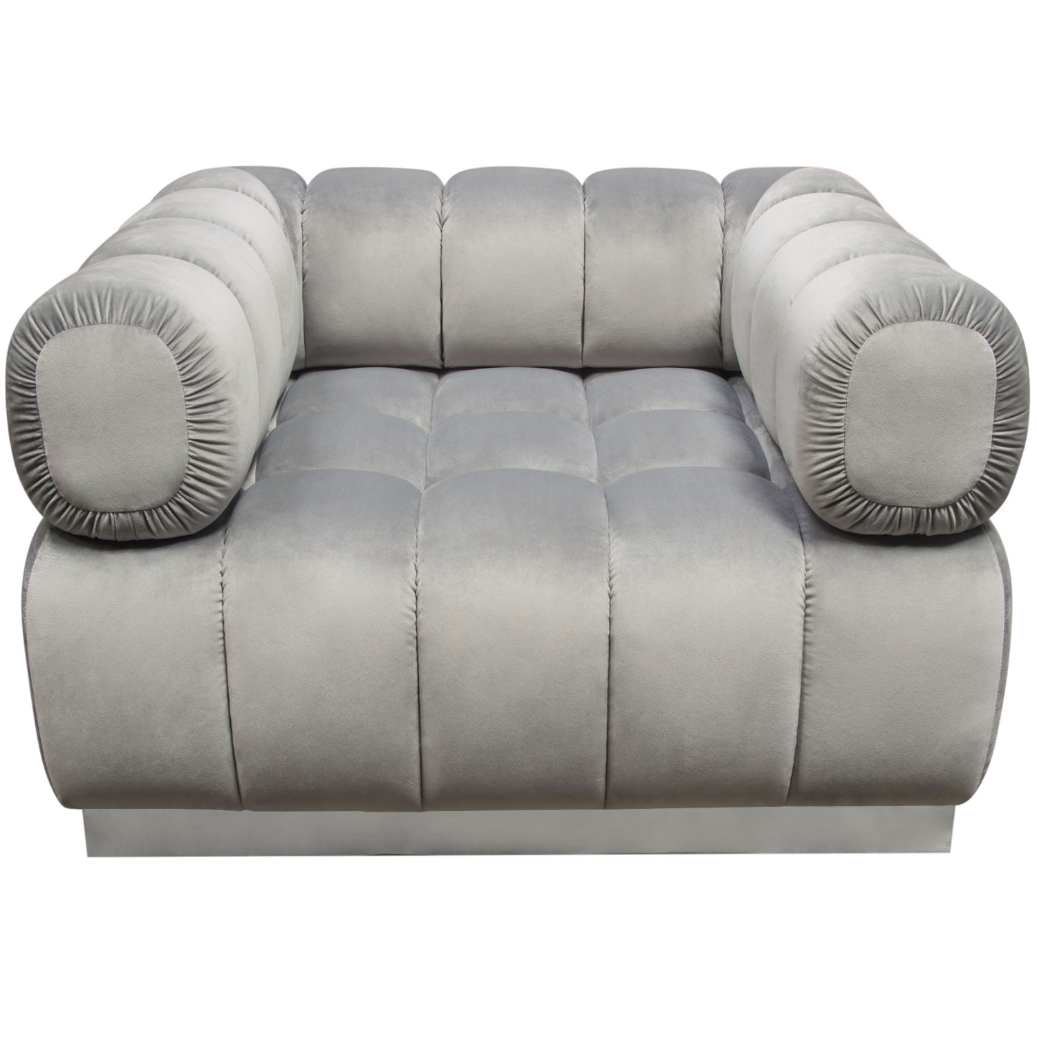 Diamond Sofa™ Image Low Profile Velvet Chair with Brushed Silver Base - Platinum Gray