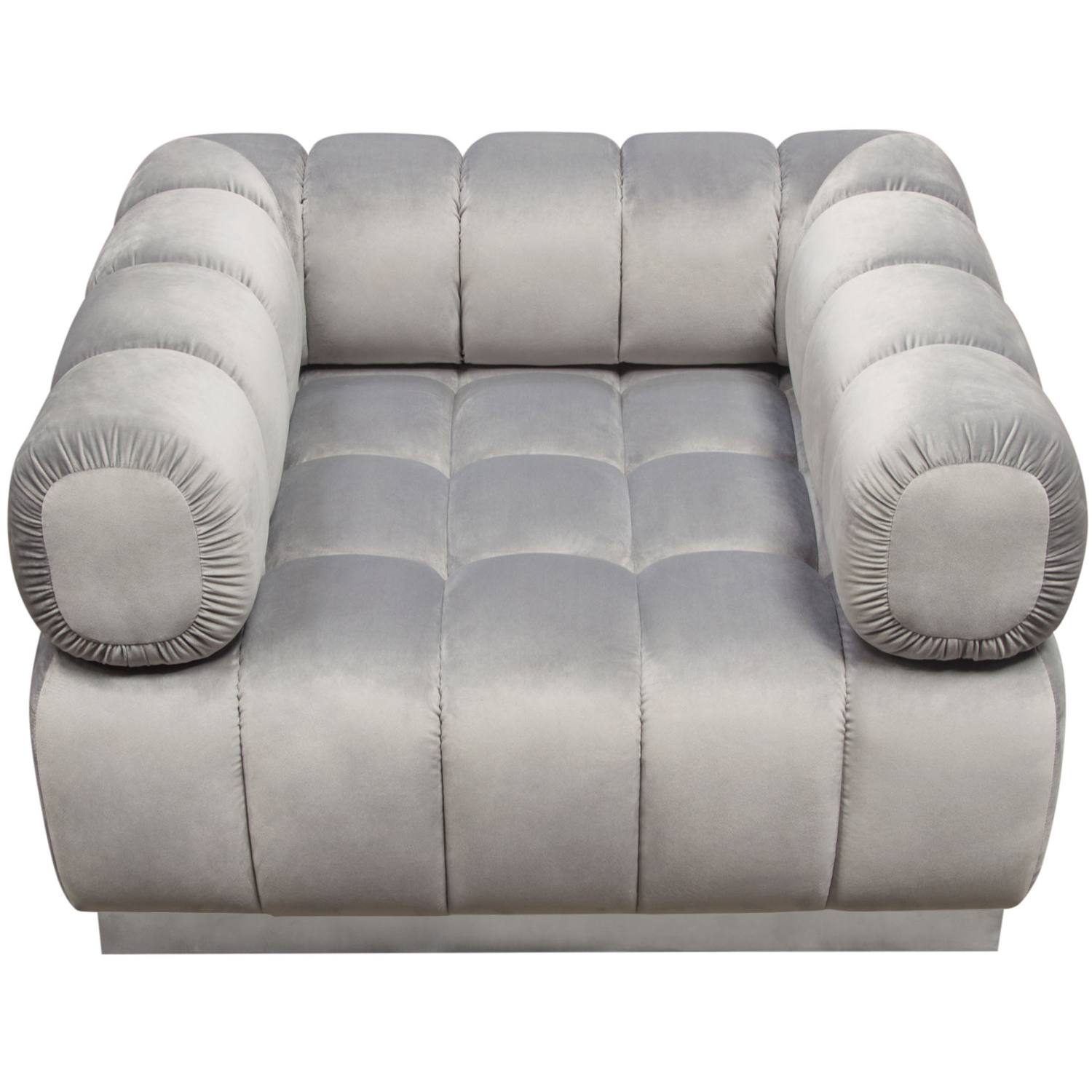 Diamond Sofa™ Image Low Profile Velvet Chair with Brushed Silver Base - Platinum Gray